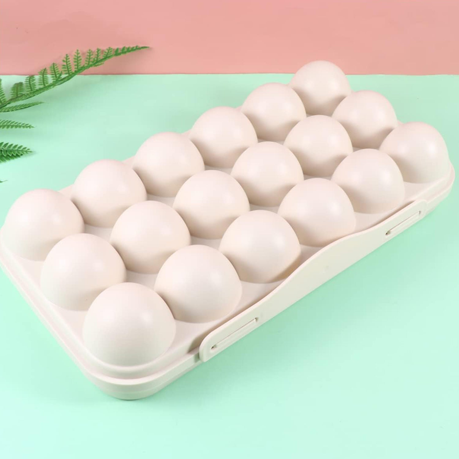 18 Grid Egg Holder Storage, Shock-Proof Egg Container with Buckle, Egg Carrier, Egg Tray, Egg Shelter, Effective Full Seal, Egg House use for Fridge, Camping, Kitchen - Bhavnagar Deodap