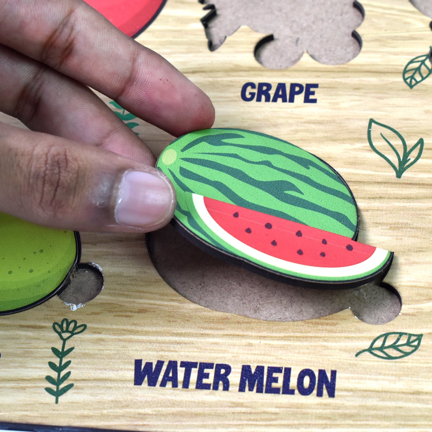 Wooden Fruits Puzzle Learning Educational Board (1 Set / 28×20 Cm) - Bhavnagar Deodap