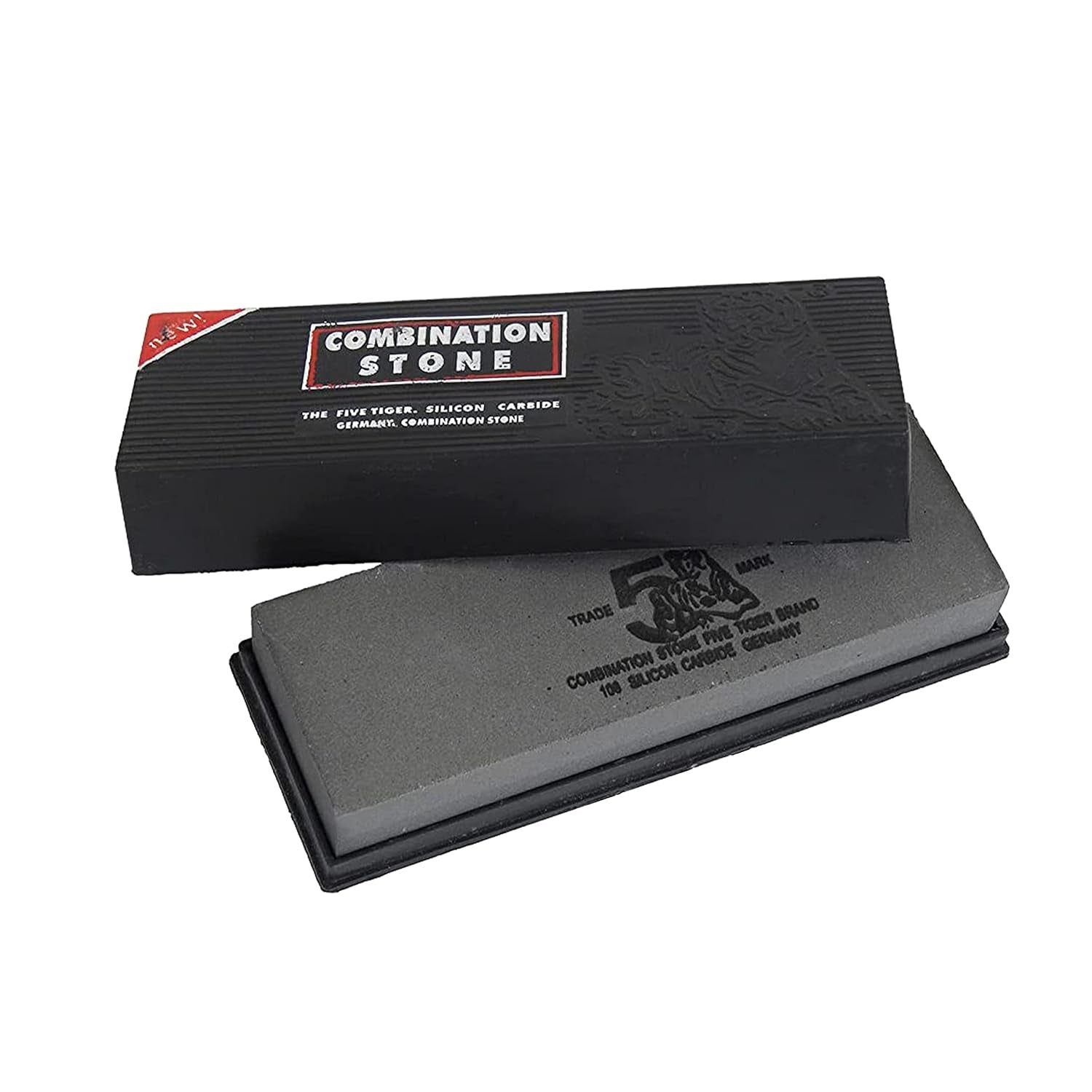 Silicon Carbide German Combination Stone, Dual Sided Stone for Knife and Tools Sharpening with Safety Case - Bhavnagar Deodap