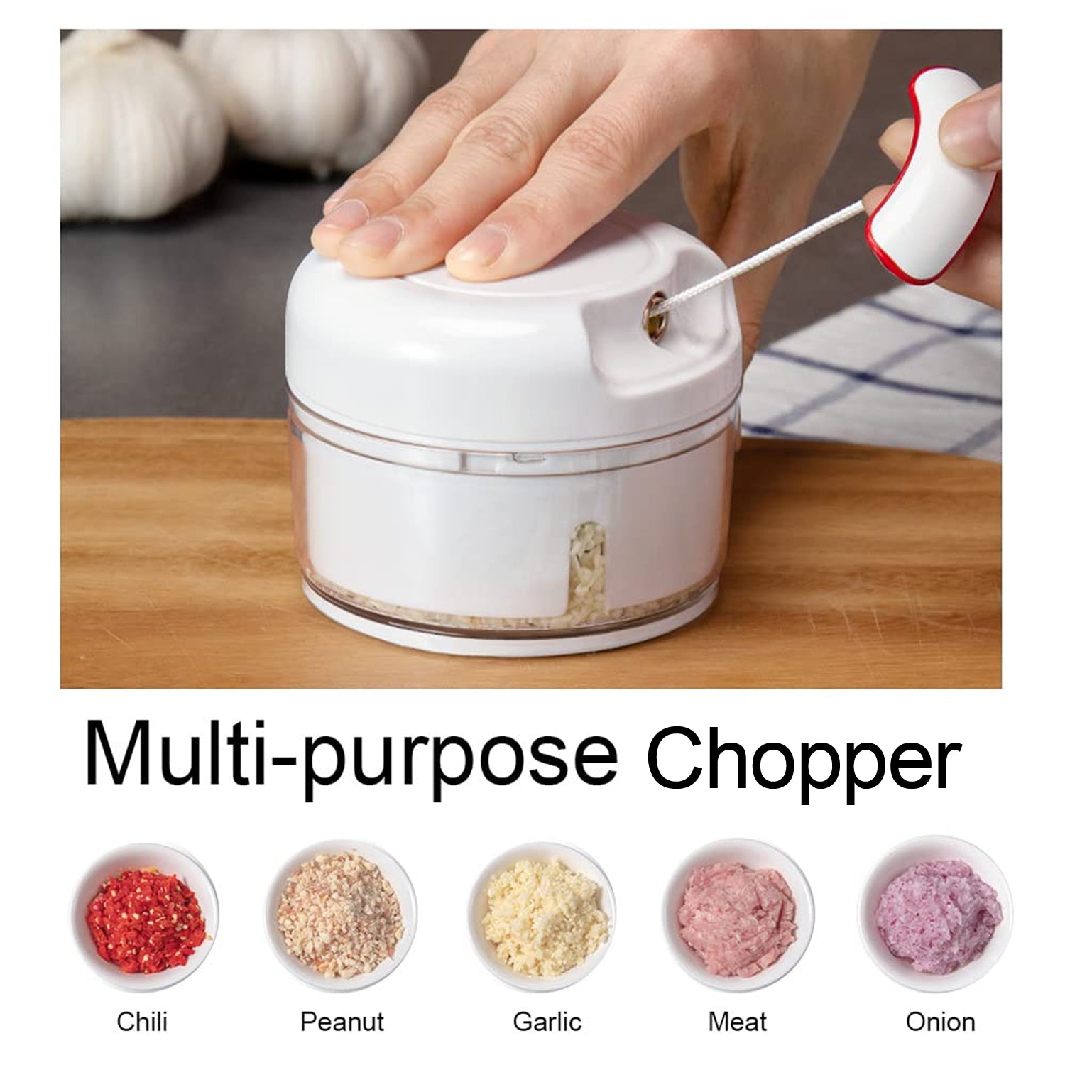 Manual Mini Food Processor Vegetable Chopper Hand Pull String Onion Chopper (1 Pc) - Bhavnagar Deodap