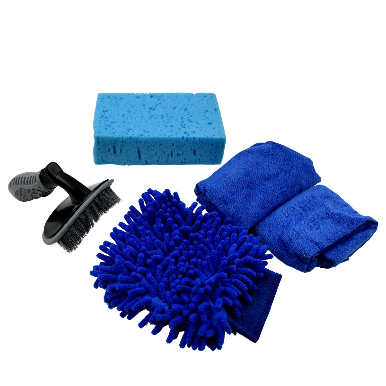 Car / Bike Cleaning Combo Microfiber Car Wash Sponge and Gloves, Automobile Cleaning Sponges, 2 Wash Towel, 1 Brush, 1 Sponge, 1 Gloves, Car Wash Cleaning Tools Kit (5 Pcs Set) - Bhavnagar Deodap