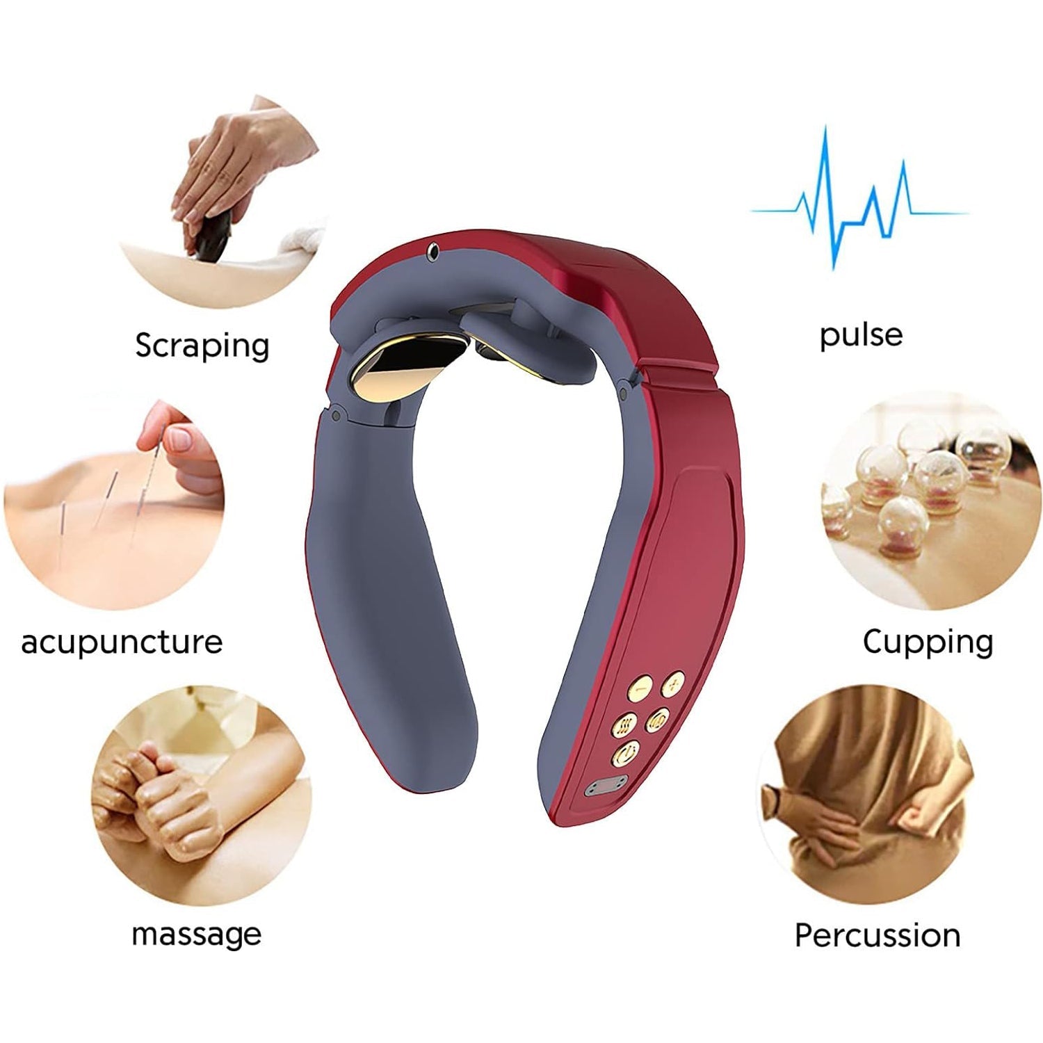 Electric Neck Massager for Pain Relief, Intelligent Neck Massager with Heat, 4 Modes 15 Level Cordless Deep Tissue Point Massager, Portable Neck (1 pc ) - Bhavnagar Deodap