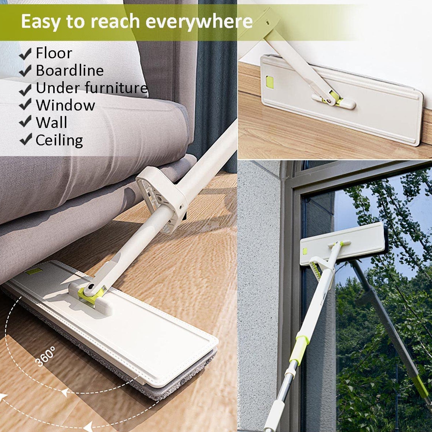 Floor Mop and Bucket Set, Flat Mop for Cleaning with Wringer, Self Clean Damp Mop and Bucket for Hardwood, Laminate, 2 in 1 Hands Free Mop with Washable Microfiber Pad for Wet & Dry Use - Bhavnagar Deodap