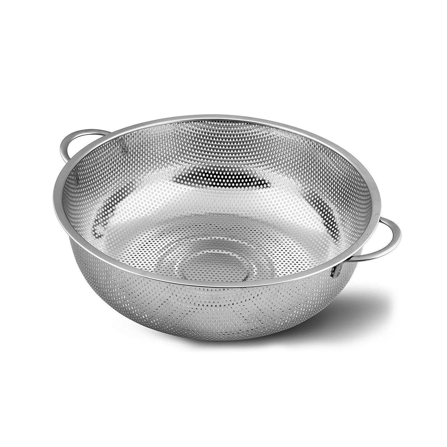 Stainless Steel Colander with Handle, Large Metal Mesh Basket Strainer for Pasta, Spaghetti, Berry, Veggies, Fruits,  Kitchen Food Colander, Dishwasher Safe (1 pc / 25.5 cm) - Bhavnagar Deodap