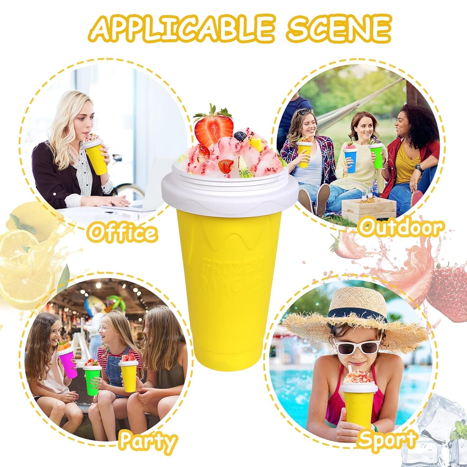 Smoothies Maker Cup, Magic Quick Frozen Smoothies Cup Cooling Cup Double Layer Squeeze Cup Slushy Maker (1 Pc) - Bhavnagar Deodap