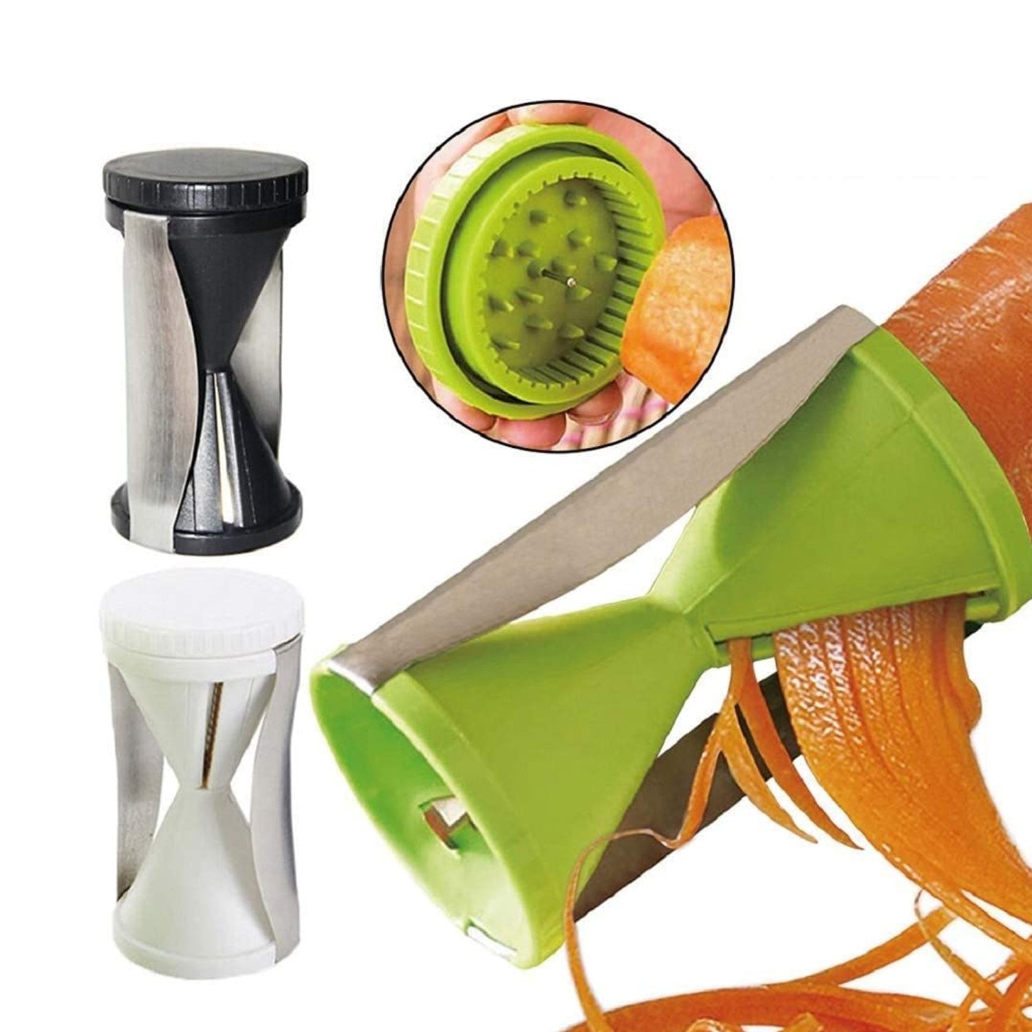 Portable Spiralizer Vegetable Slicer Handheld Spiralizer Peeler Stainless Steel Spiral Slicer For Salad Vegetables Fruit Slicer - Bhavnagar Deodap