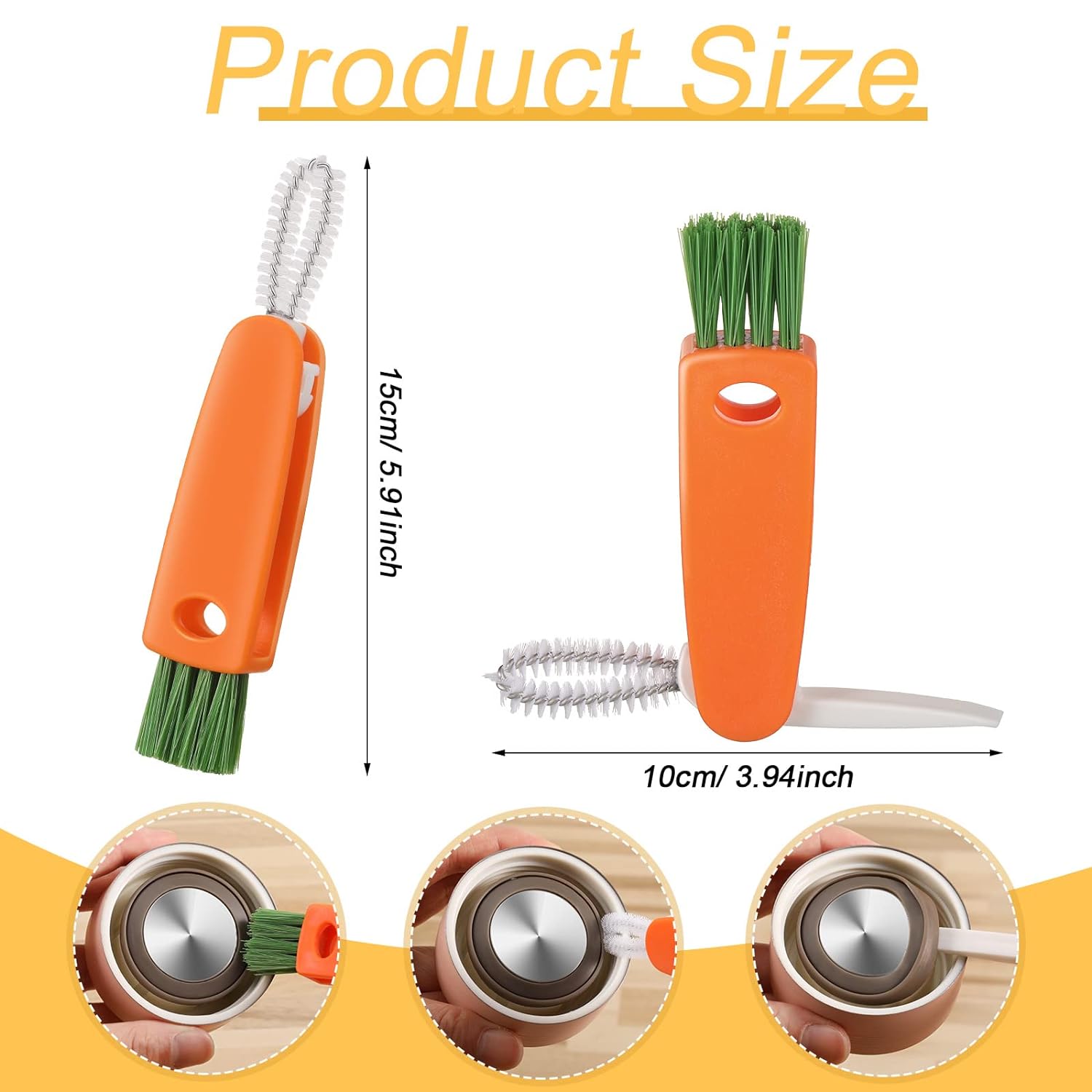 3 in 1 Multifunctional Cleaning Brush Mini Glass Cover Cleaning Brush Bottle Cleaning Brush Set Cup Cleaner Brush Bottle Cap Detail Brush for Bottle Cup Cover Lid Home Kitchen Washing Tool (1 Pc) - Bhavnagar Deodap