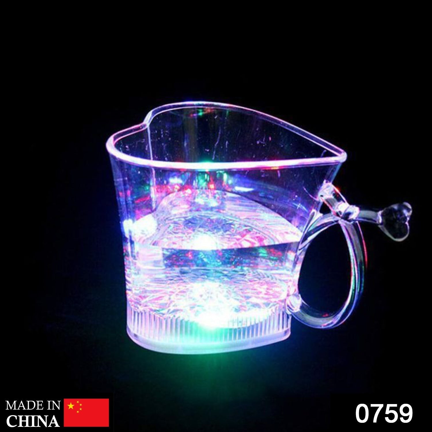 Heart Shape Activated Blinking Led Glass Cup - Bhavnagar Deodap