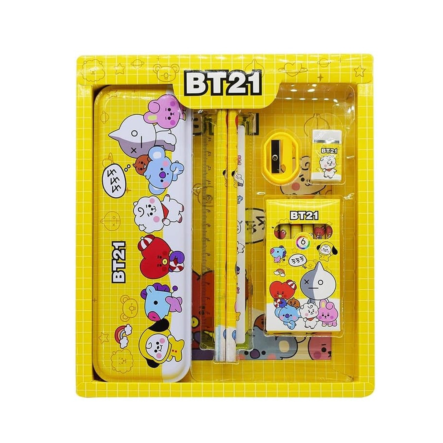 Stationery Kit for Kids - Stationery Set, Includes Metal Pencil Box, Sharpener, Pencil and Eraser Set, School Supply Set, Birthday Return Gift for Kids, Boys, Girls (12 pc Set) - Bhavnagar Deodap