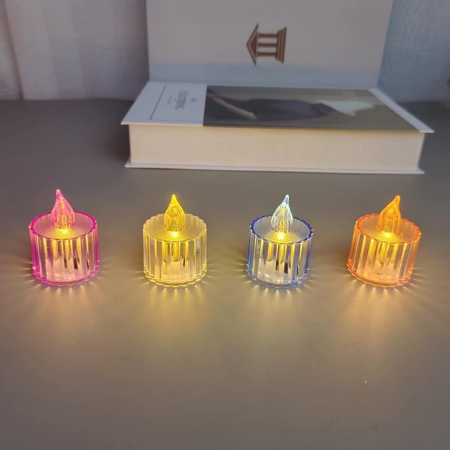 12 Pcs Flameless and Smokeless Decorative Acrylic Candles Transparent Led Tea Light Candle for Gifting, House, Diwali, Christmas, Festival, Events Decor Candles - Bhavnagar Deodap