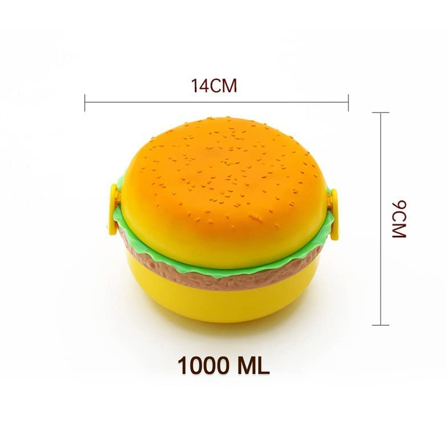 Burger Shape Lunch Box Plastic Lunch Box Food Container Sets Double Layer Lunchbox 1000ml With 2 Spoon Applicable to Kids and Elementary School Students - Bhavnagar Deodap