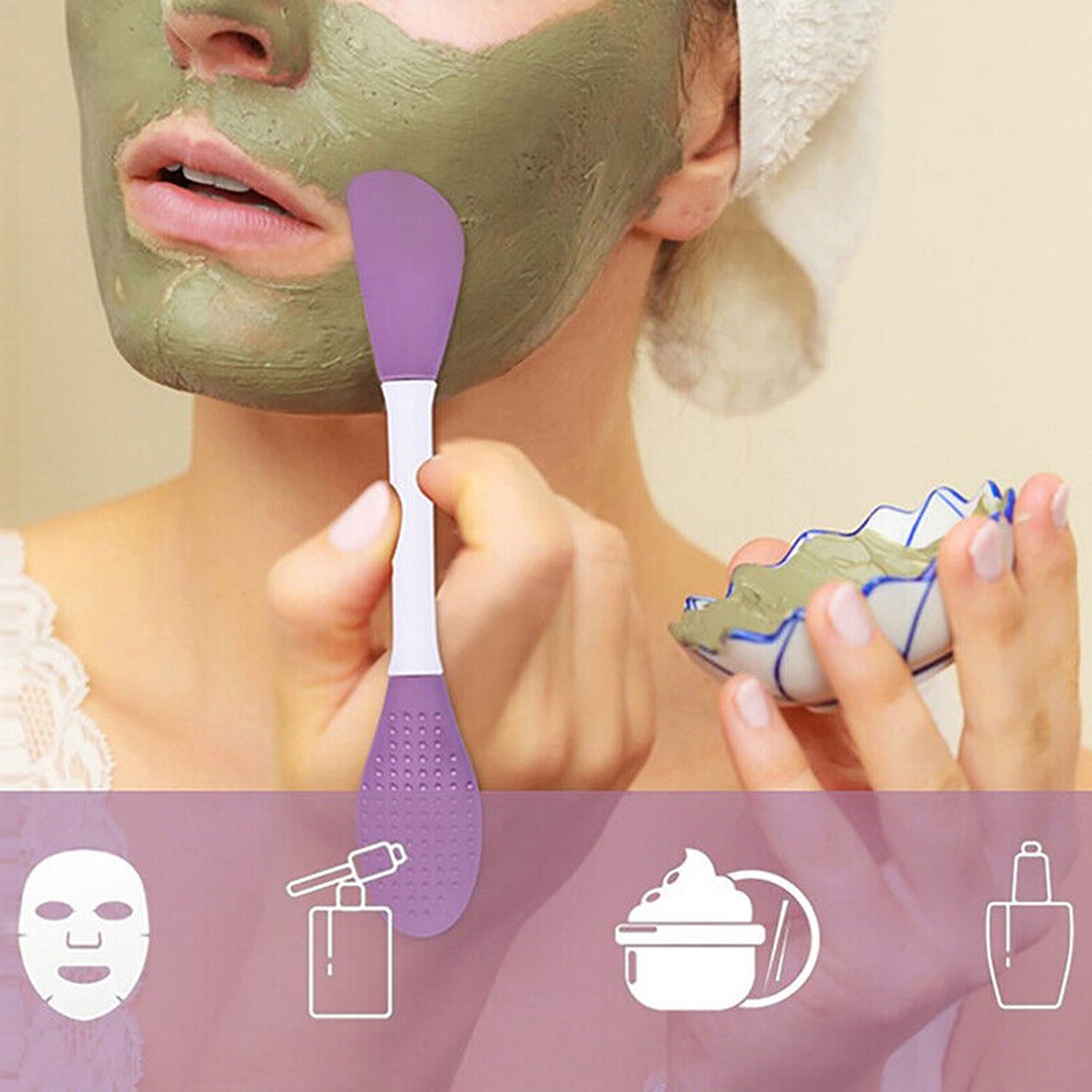Double-headed Silicone Mask Brush Face Cleansing and Applying Mud Mask Beauty Salon Special Brush Smear Tool Facial Scrub Silicone Wash Scrubber Face Tools (1 Pc) - Bhavnagar Deodap