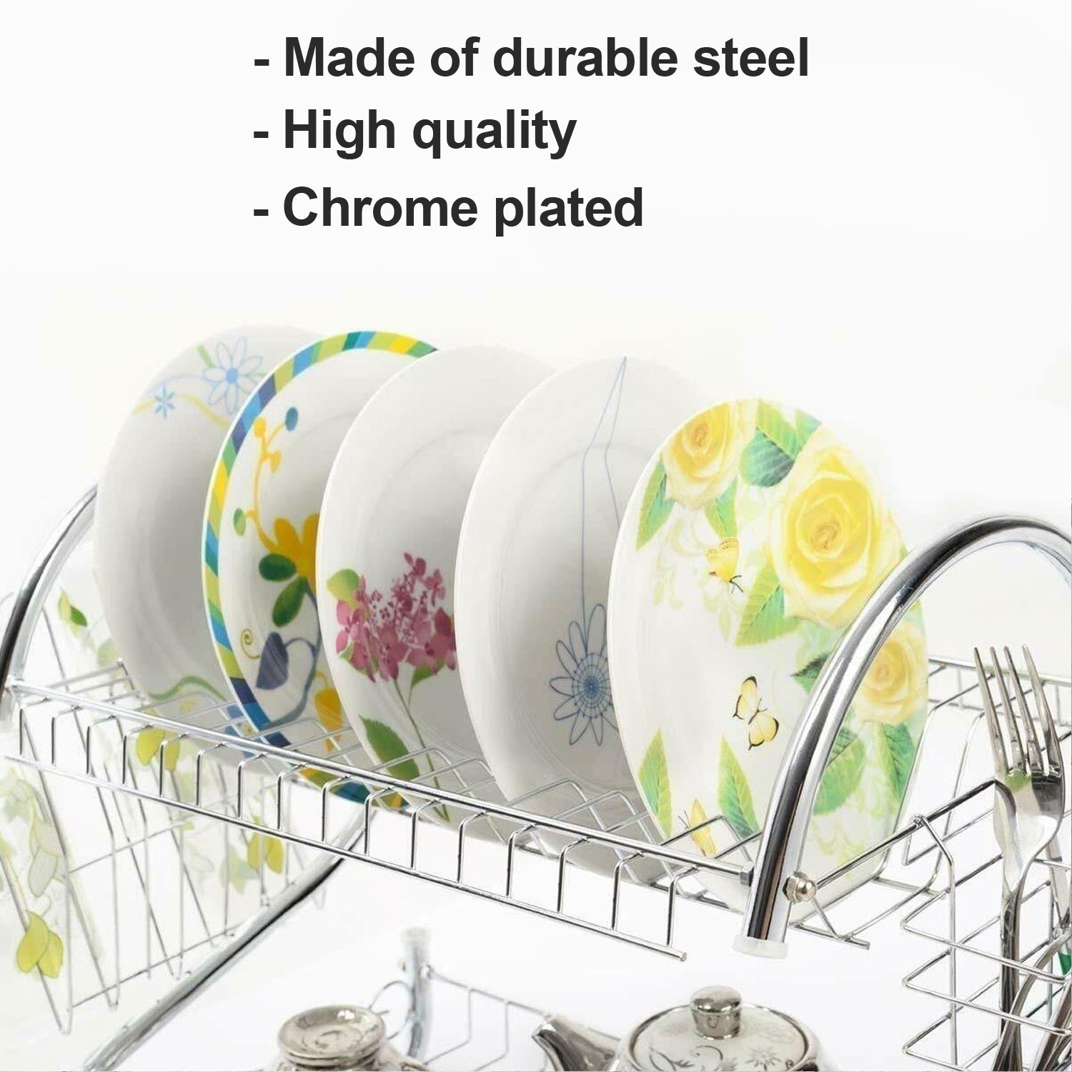 2962 Stainless Steel 2 Layer Kitchen Dish Rack/Plate Cutlery Stand 