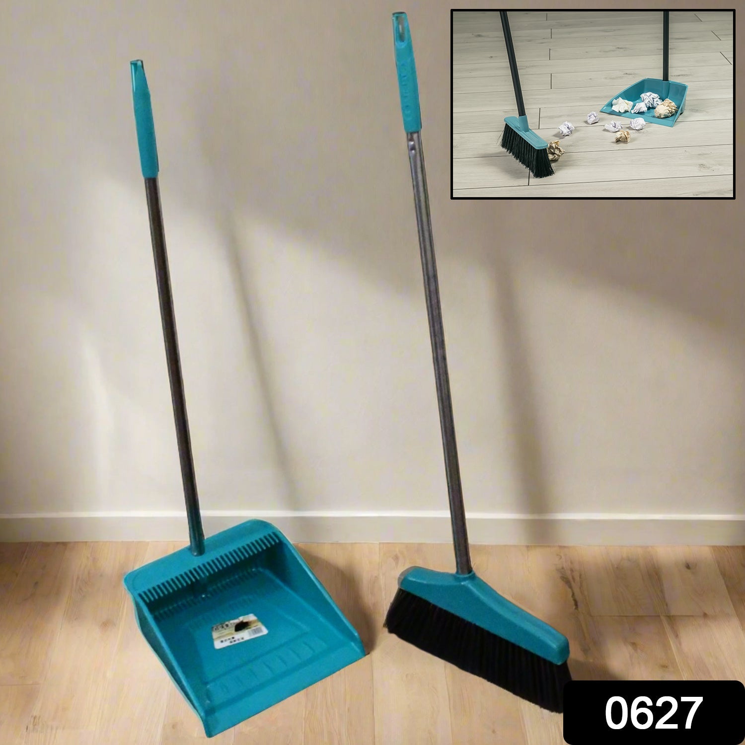 Long Handle Dustpan and Brush 2 Piece Set for Sweeping Cleaning Home Office - Bhavnagar Deodap