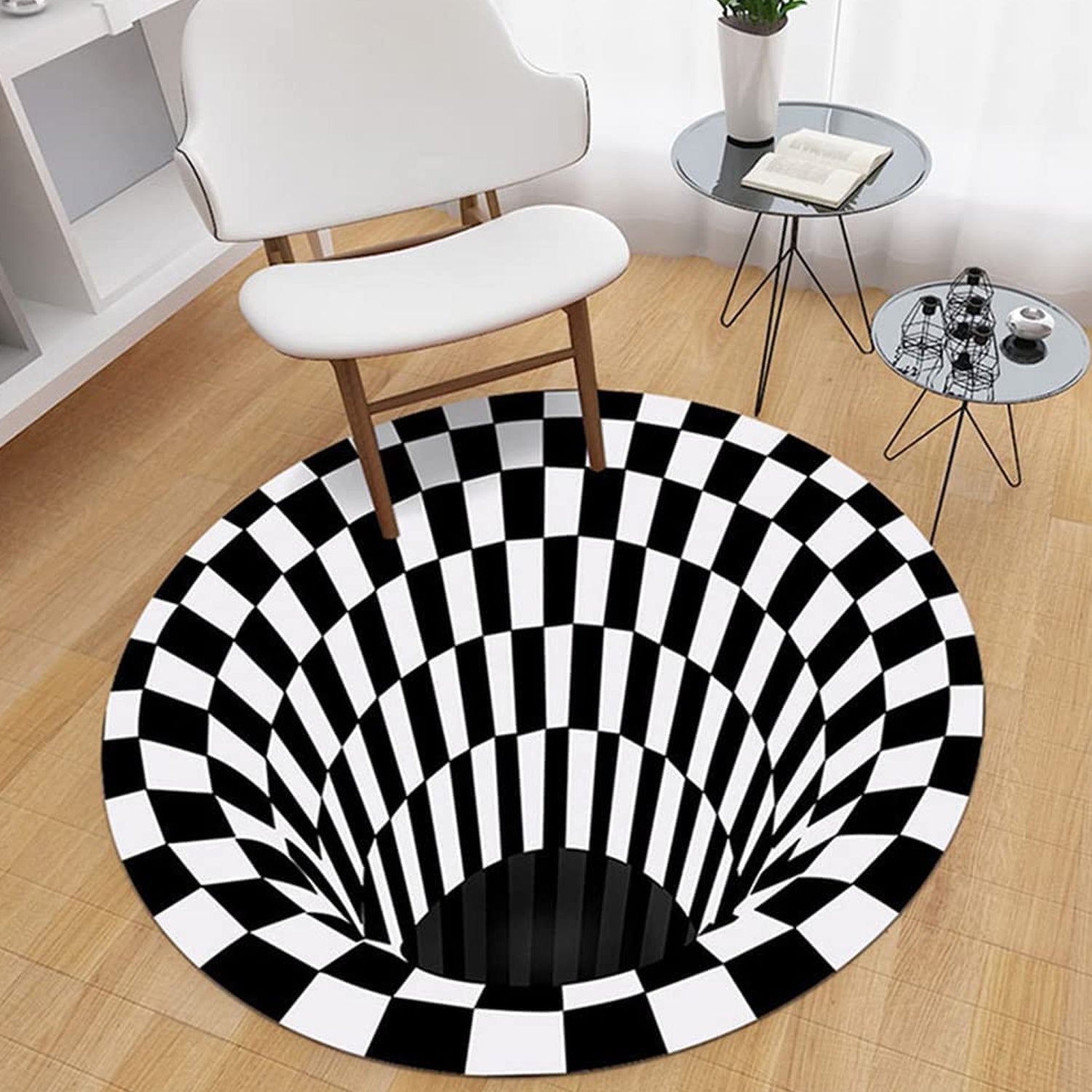 3D Space Round Carpet, Floor Mat Non-Woven Doormat (1 Pc / 78 Cm)