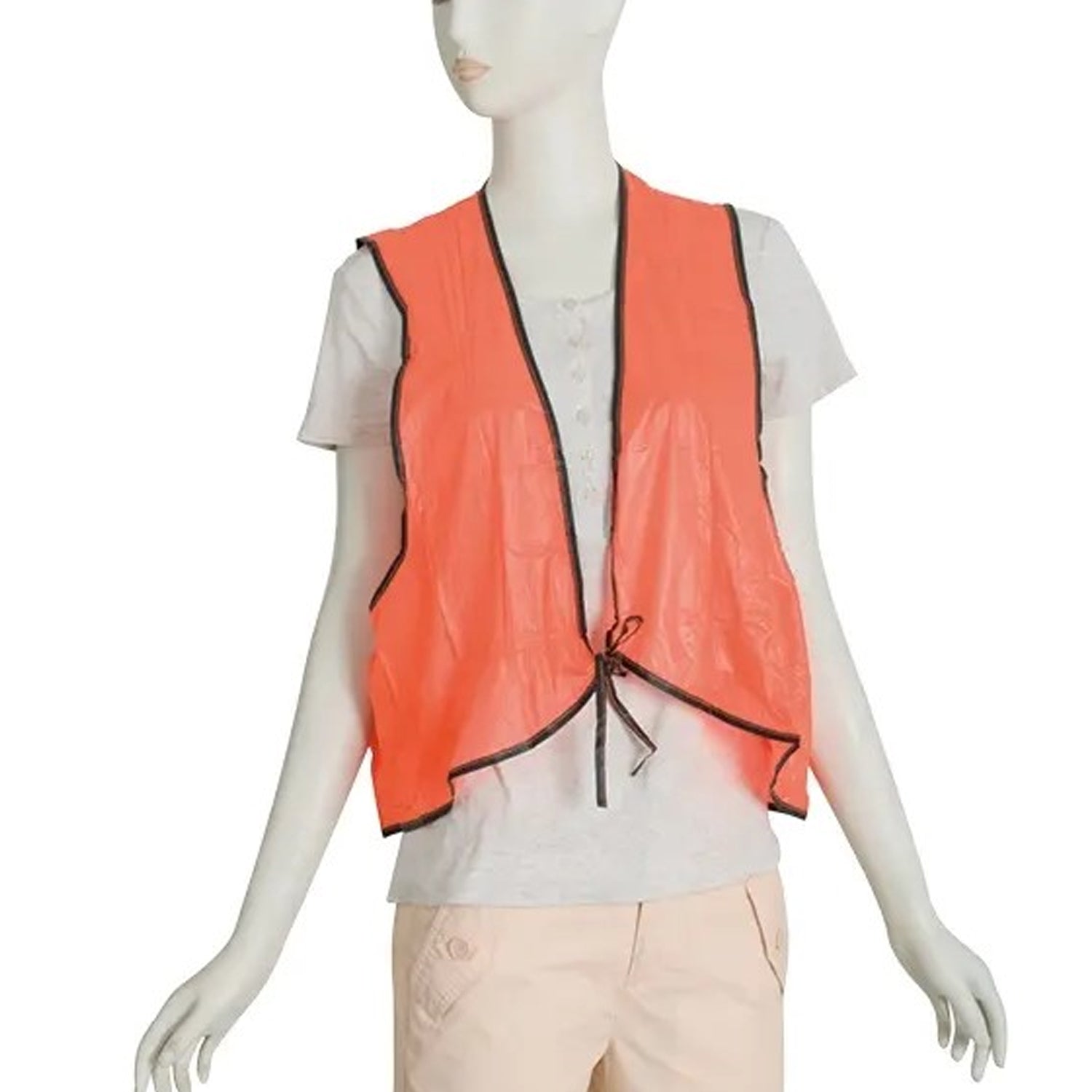 Economy Safety Vest, Soft Vinyl with Tie Closure for Identifying Staff and Volunteers Adult PVC Safety Vest High Visibility for Outdoor Operator - Bhavnagar Deodap