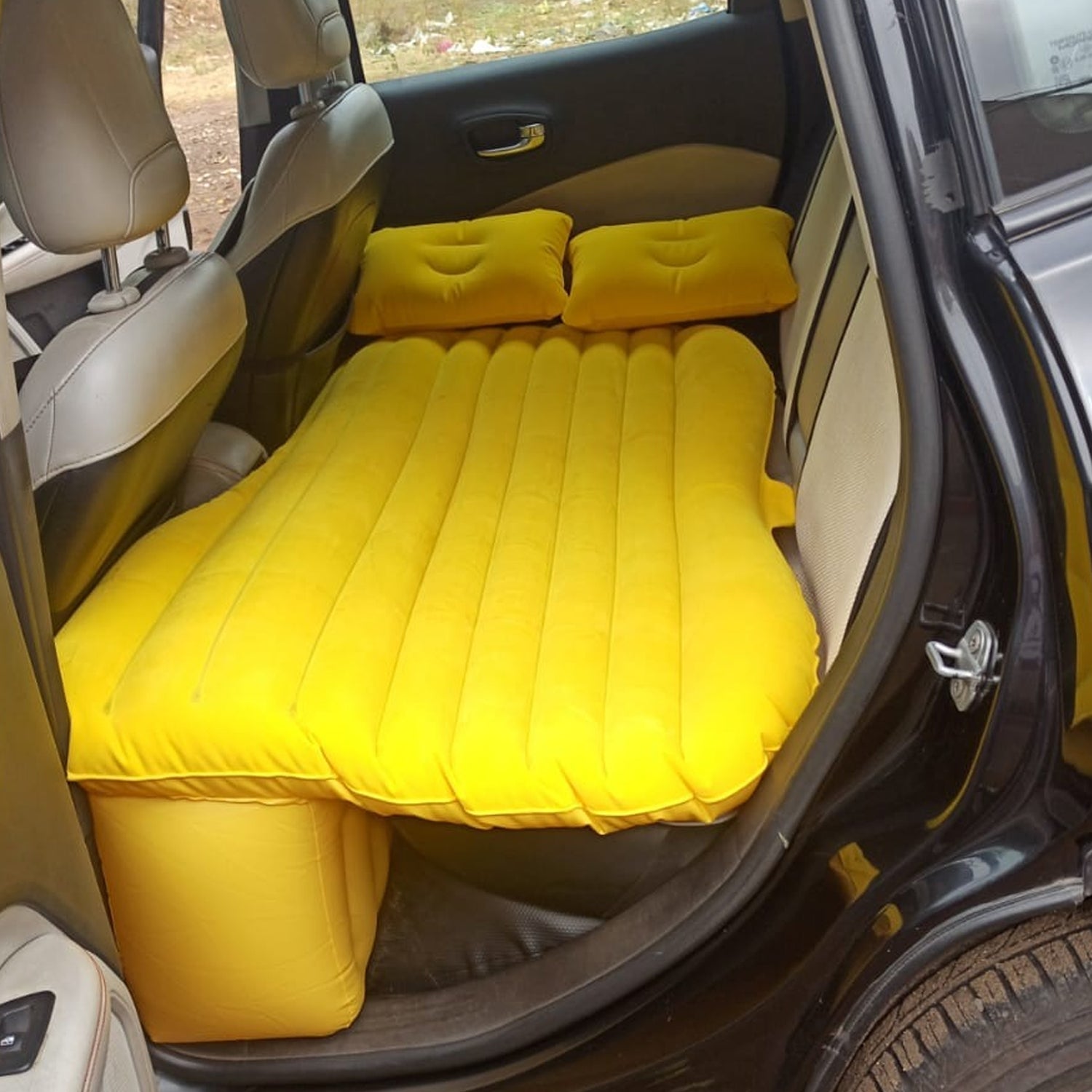 Comfy Car Camping: Inflatable Bed with Pillows & Pump (Portable) - Bhavnagar Deodap