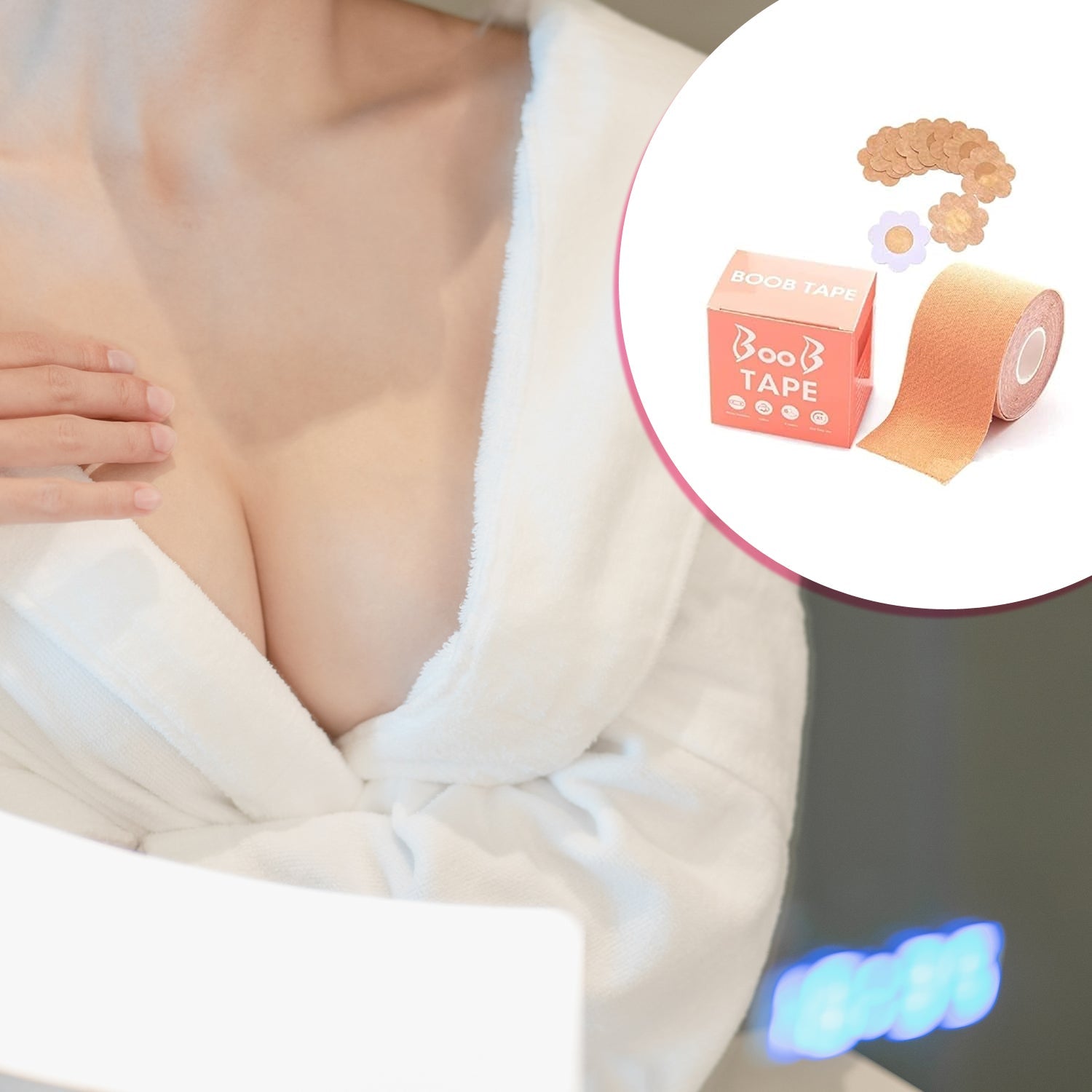 Boob Tape with Nipple Covers: Cotton, Breathable, Lift & Support (5m, 10 Pairs) - Bhavnagar Deodap
