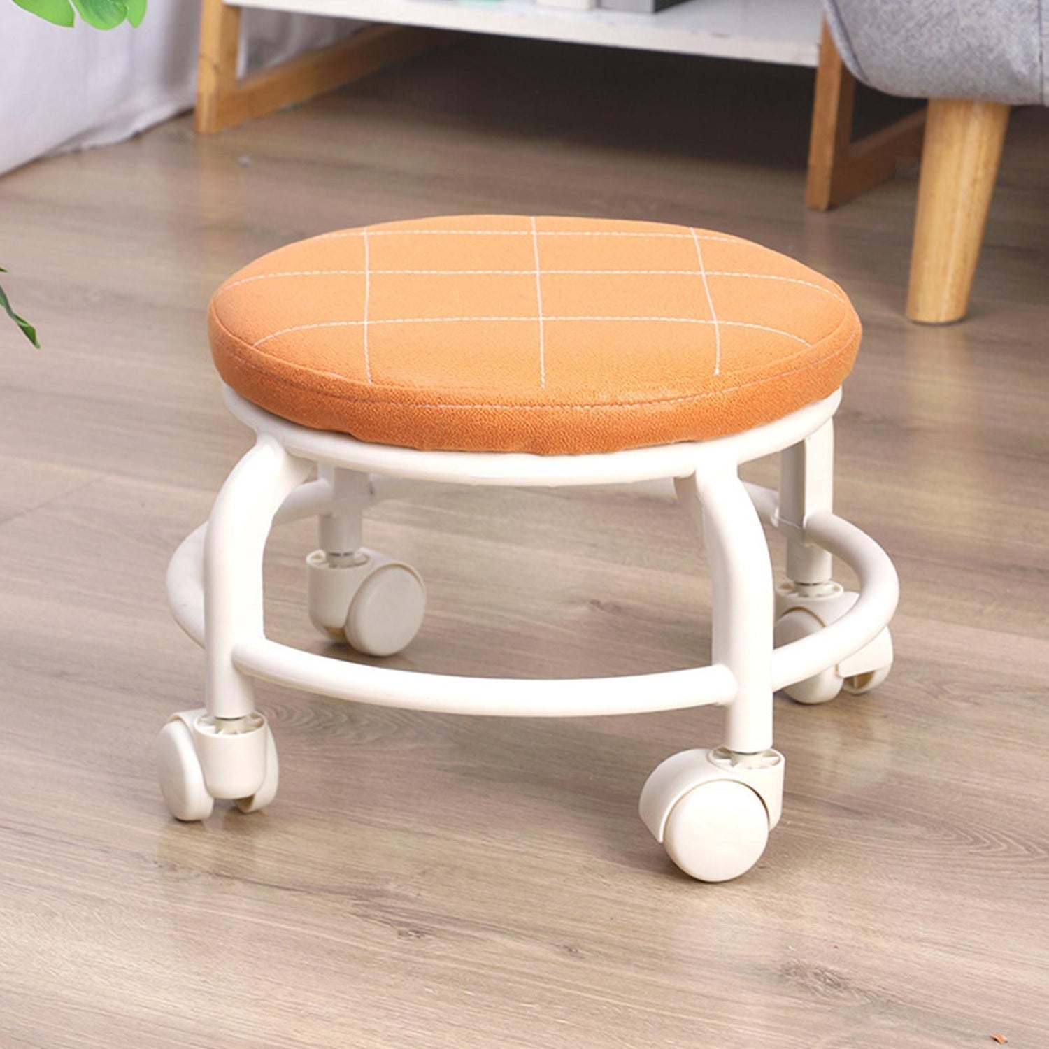 Roller Seat Stool Low Height Rolling Stool Multifunctional Small Household Movable Mini Stool Pulley Wheel Stool for Garage Home Library (1 Pc) - Bhavnagar Deodap