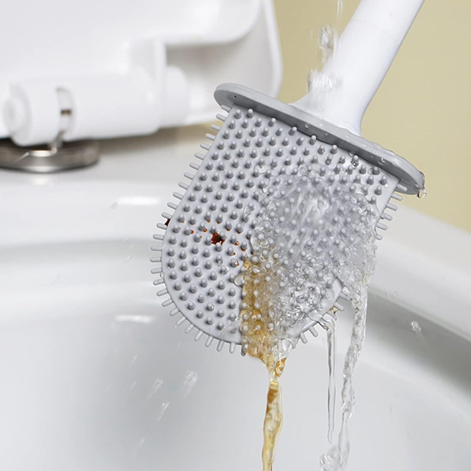Silicone Toilet Brush with Holder Stand for Bathroom Cleaning - Bhavnagar Deodap