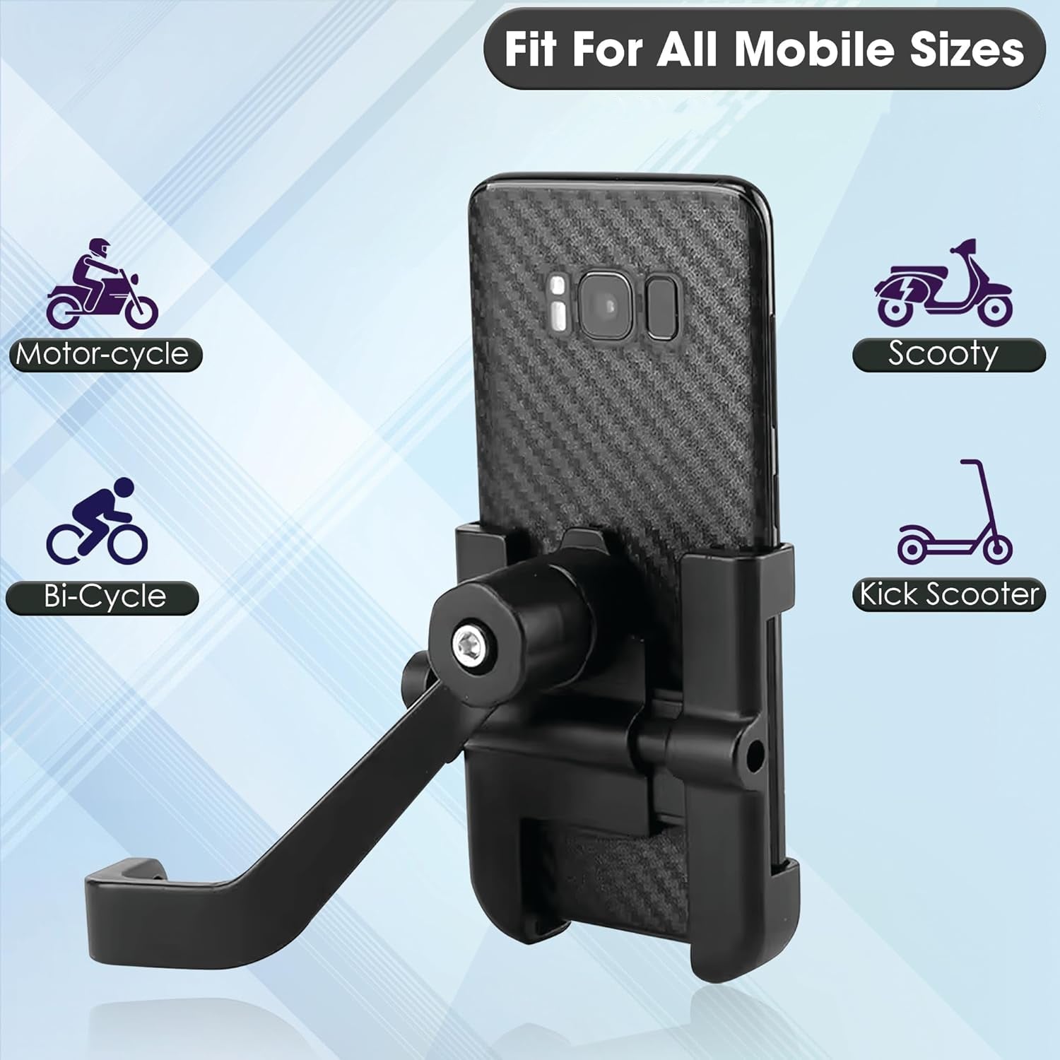 Full Metal Body Bike & Scooty 360 Degree Rotating Mobile Holder Stand for Bicycle, Motorcycle, Scooty for Maps and GPS Navigation Fits All Smartphones (1 Pc) - Bhavnagar Deodap