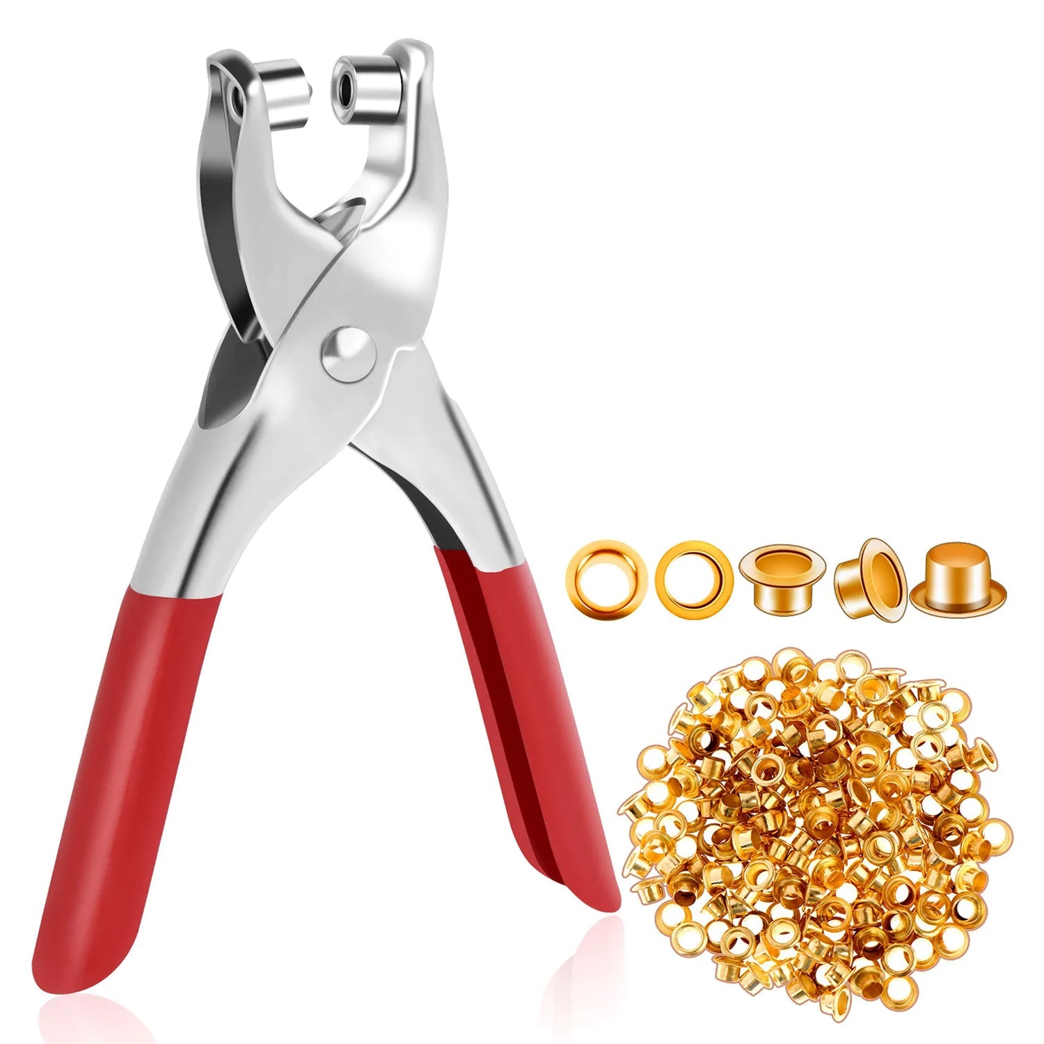 Grommet Setting Tool with 25 PCS Gold Eyelets Grommets Steel Hole Punch Setter Kit for Leather, Canvas, All Fabrics Men and Women Clothes, Shoes, Belts, Bags, Crafts - Bhavnagar Deodap