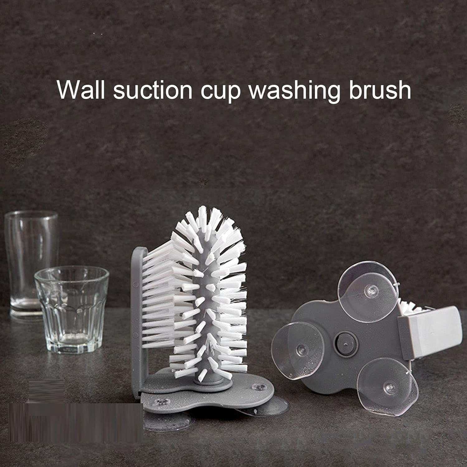 Mug / Cup / Glass Washer Brush with Suction Base, Self Stand Glass Washer Brush Double Sided Bristle Brush for Home Hotel Restaurant Café - Bhavnagar Deodap