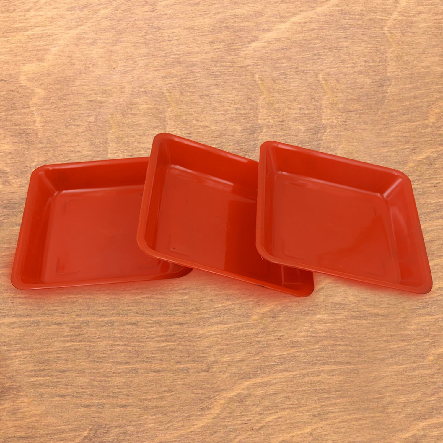 Square Plastic Halwa Dinner Plate Snacks / Breakfast, Restaurant Serving Trays Home School Coffee Hotel Kitchen Office (3 Pcs Set) - Bhavnagar Deodap