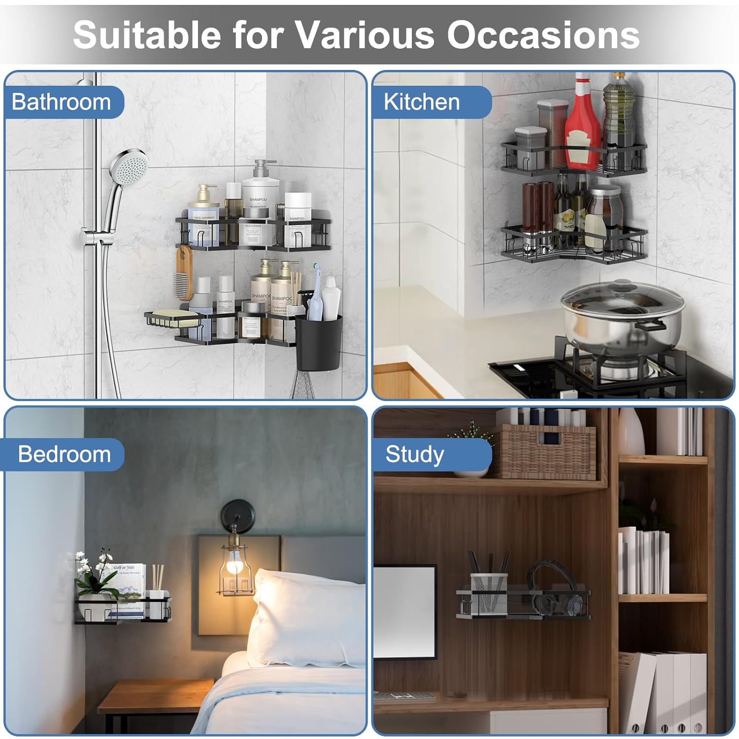 Iron Coating Self-Adhesive Corner Shelf Organizer (2 Pc) - Bhavnagar Deodap
