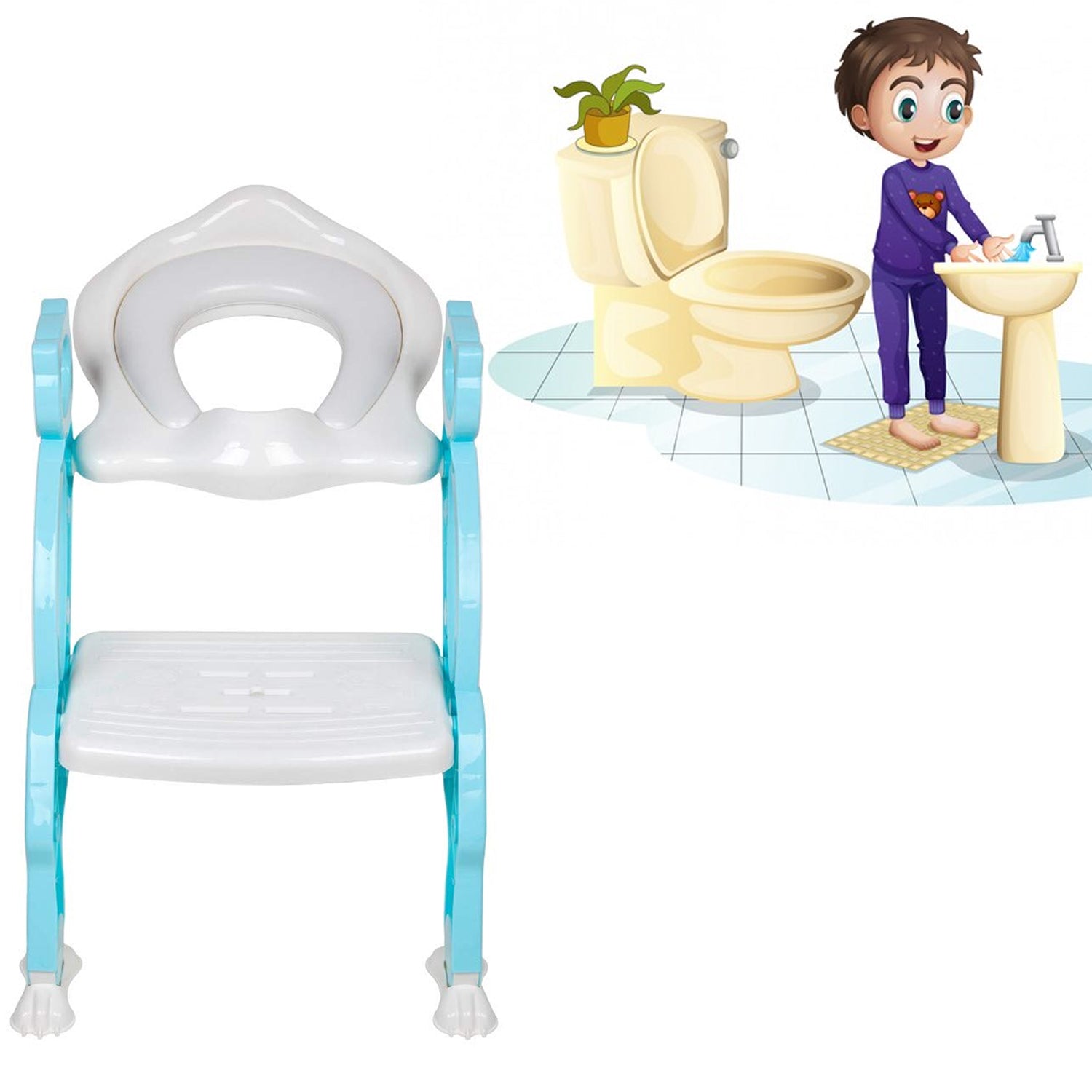 2 In 1 Potty Training Toilet Seat with Step Stool Ladder For Toddlers - Bhavnagar Deodap