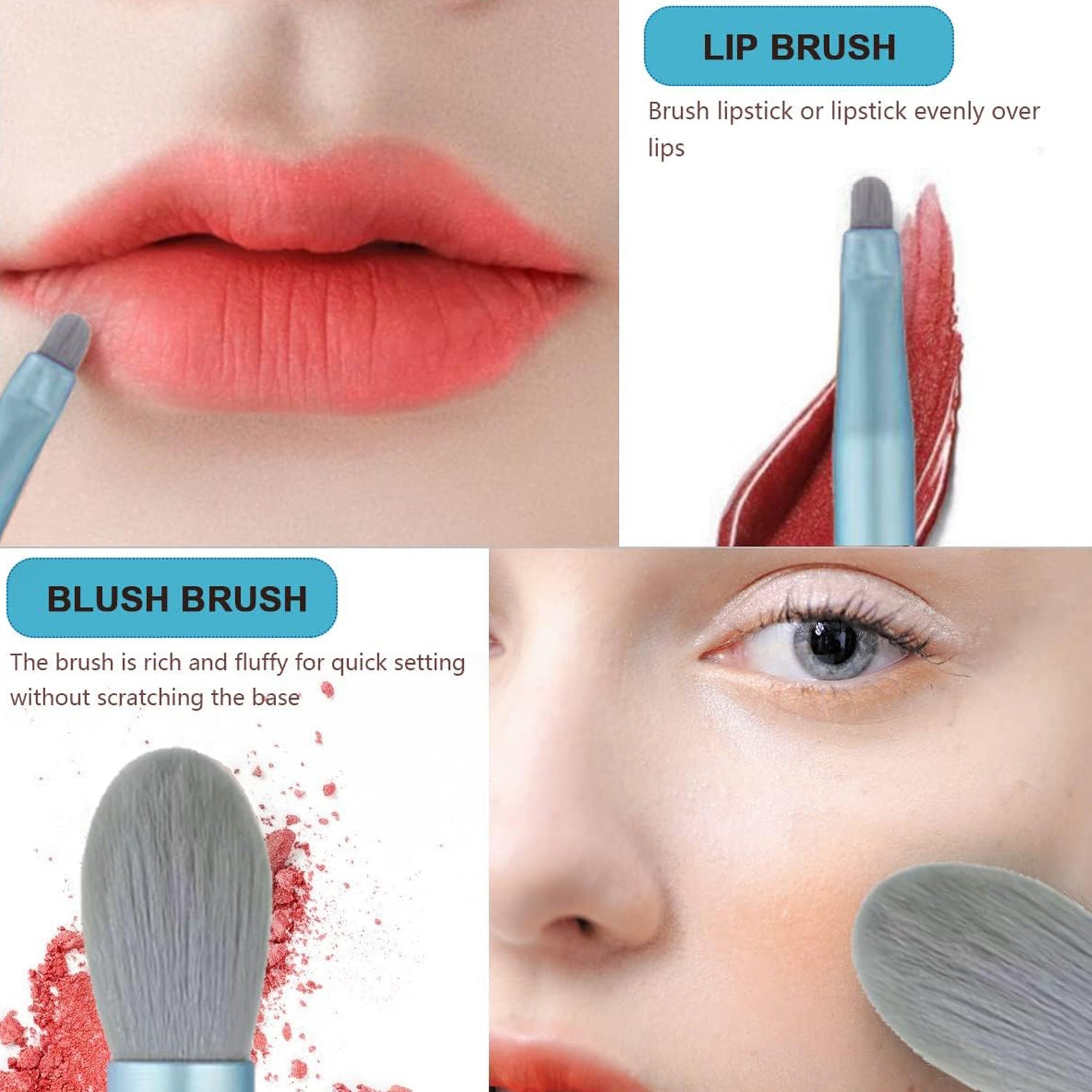 8 PCS Mini Makeup Brush Set with Case, Portable Foundation Brush Kit Travel, Premium Synthetic Bristles Cosmetic Brush Set for Powder Blending Blush Eyeshadow Lipstick (Mix Color 8 Pcs Set) - Bhavnagar Deodap