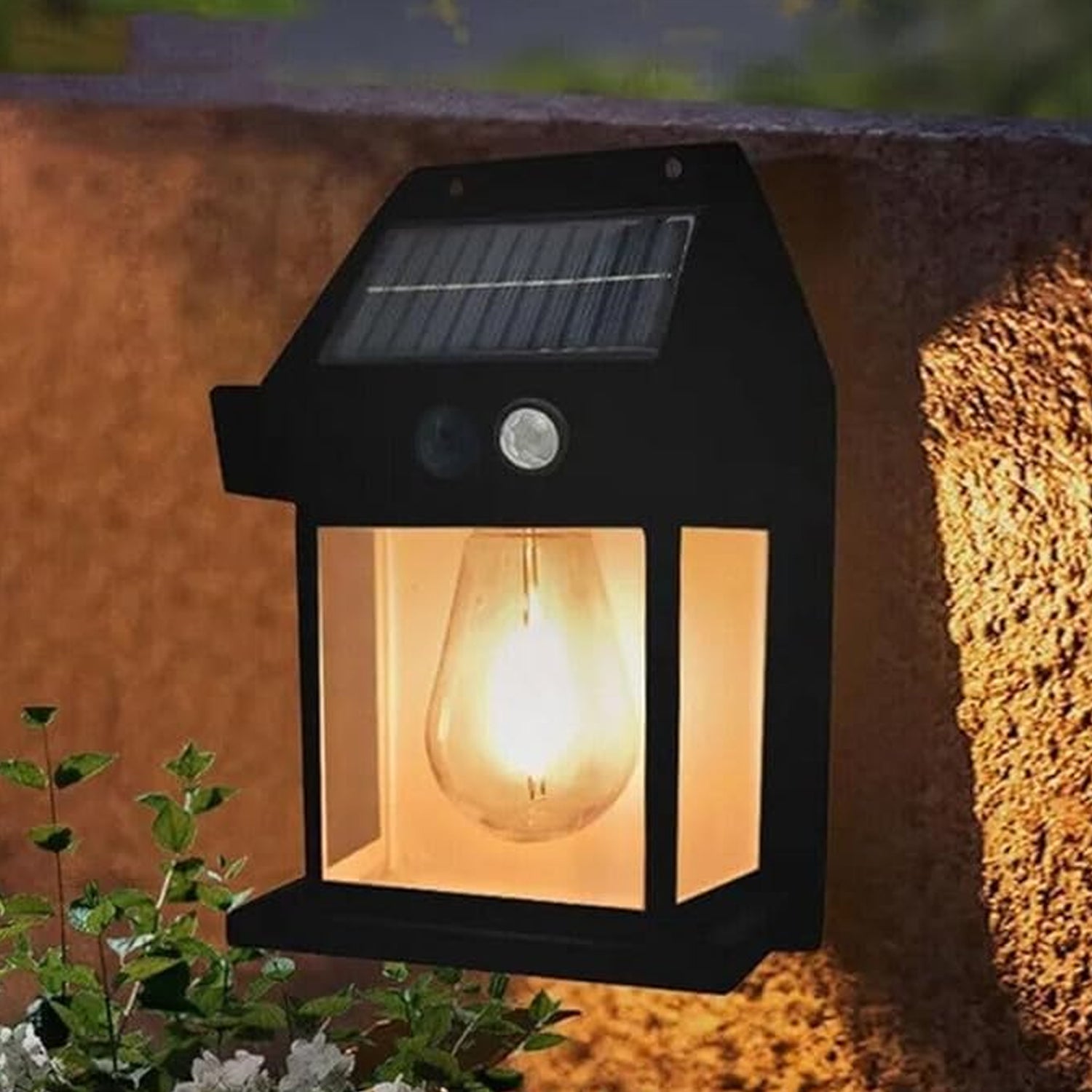 Solar Wall Lights / Lamp Outdoor, Wireless Dusk to Dawn Porch Lights Fixture, Solar Wall Lantern with 3 Modes & Motion Sensor, Waterproof Exterior Lighting with Clear Panel (1 Pc ) - Bhavnagar Deodap