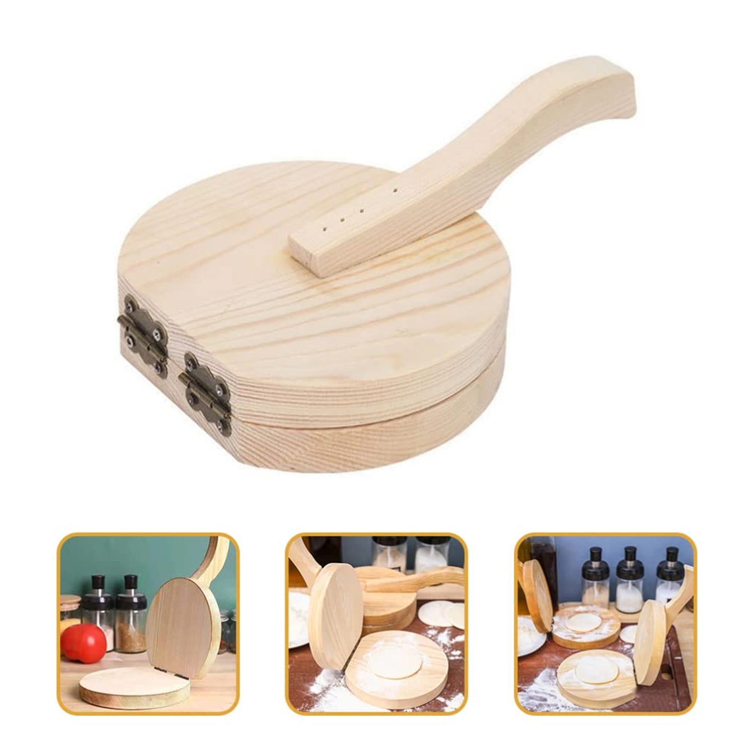 Small Wooden Dumpling Press Tool Tortilla Press Dough Dumpling (1 Pc) - Bhavnagar Deodap