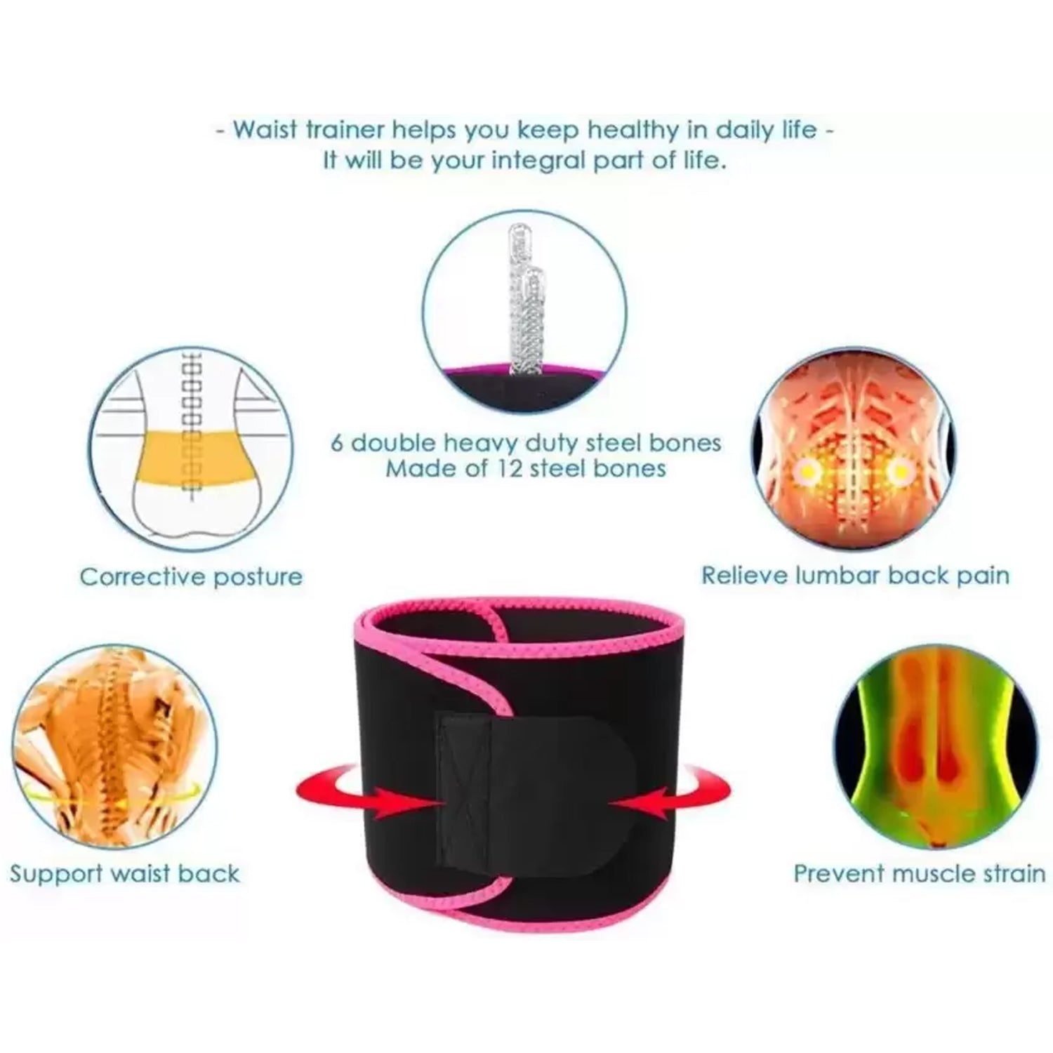 Waist Support Belt Neoprene Ab Belt Trainer, Stomach Wrap Tummy Belt / Belly Tummy Yoga Wrap Back Exercise Body Wrap - Bhavnagar Deodap