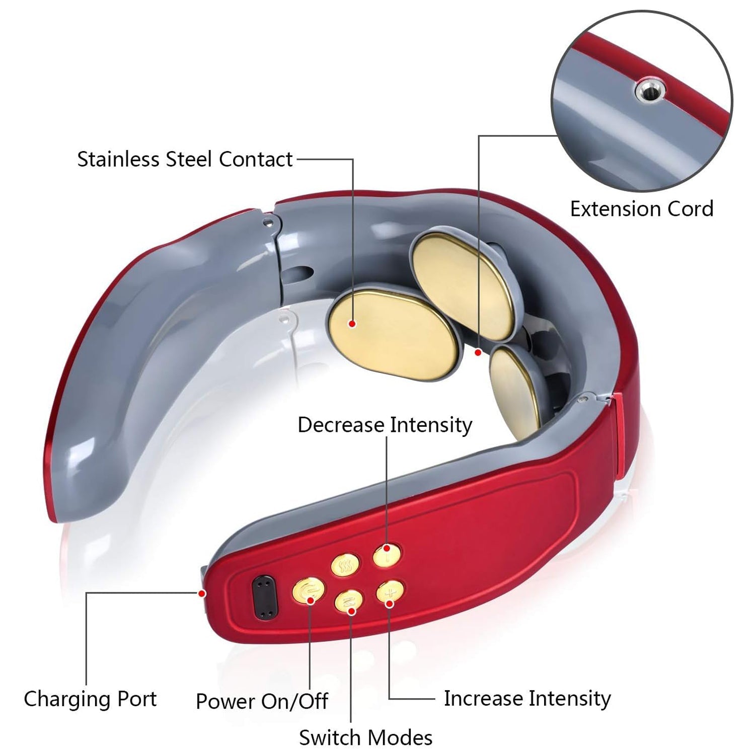 Electric Neck Massager for Pain Relief, Intelligent Neck Massager with Heat, 4 Modes 15 Level Cordless Deep Tissue Point Massager, Portable Neck (1 pc ) - Bhavnagar Deodap