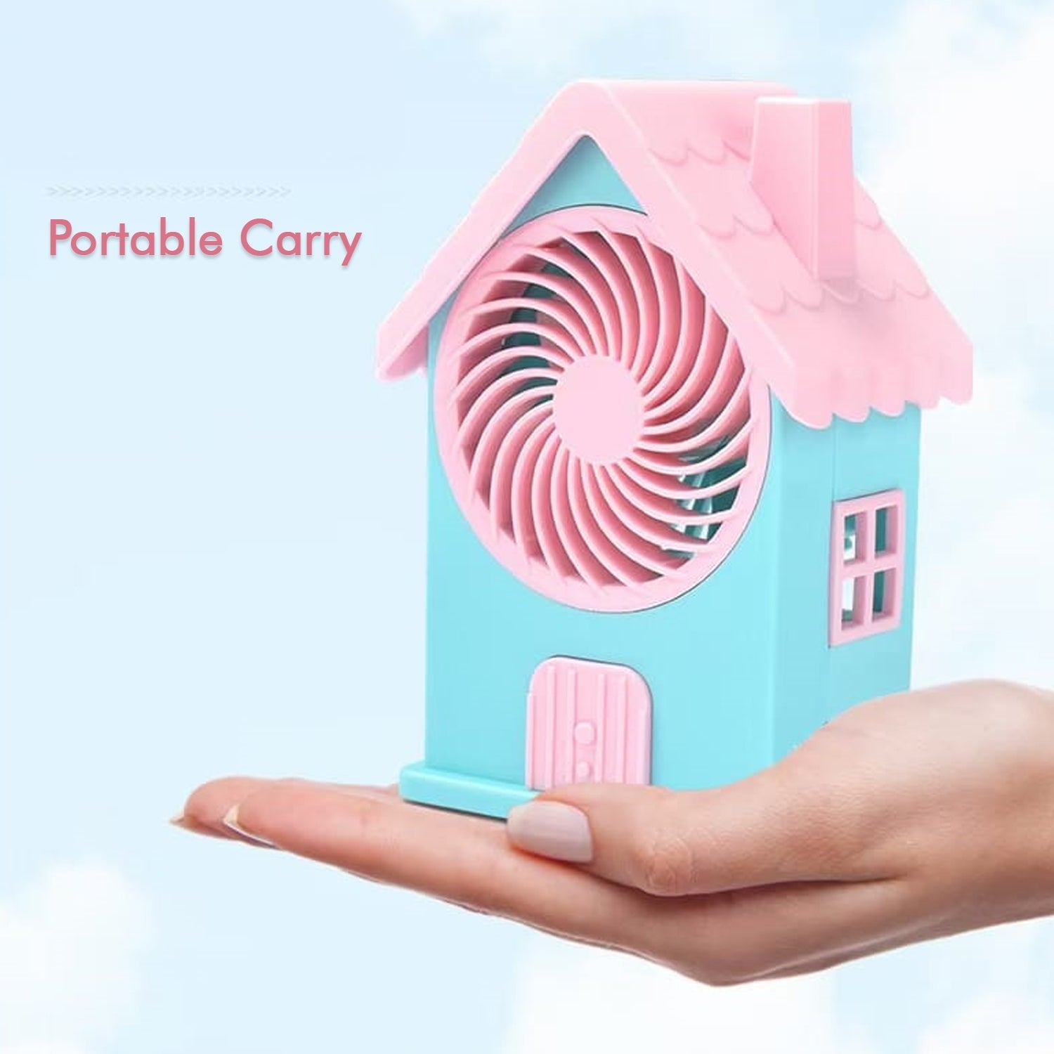 Mini House Fan House Design Rechargeable Portable Personal Desk Fan For Home , Office & Kids Use (Battery Not Include) - Bhavnagar Deodap