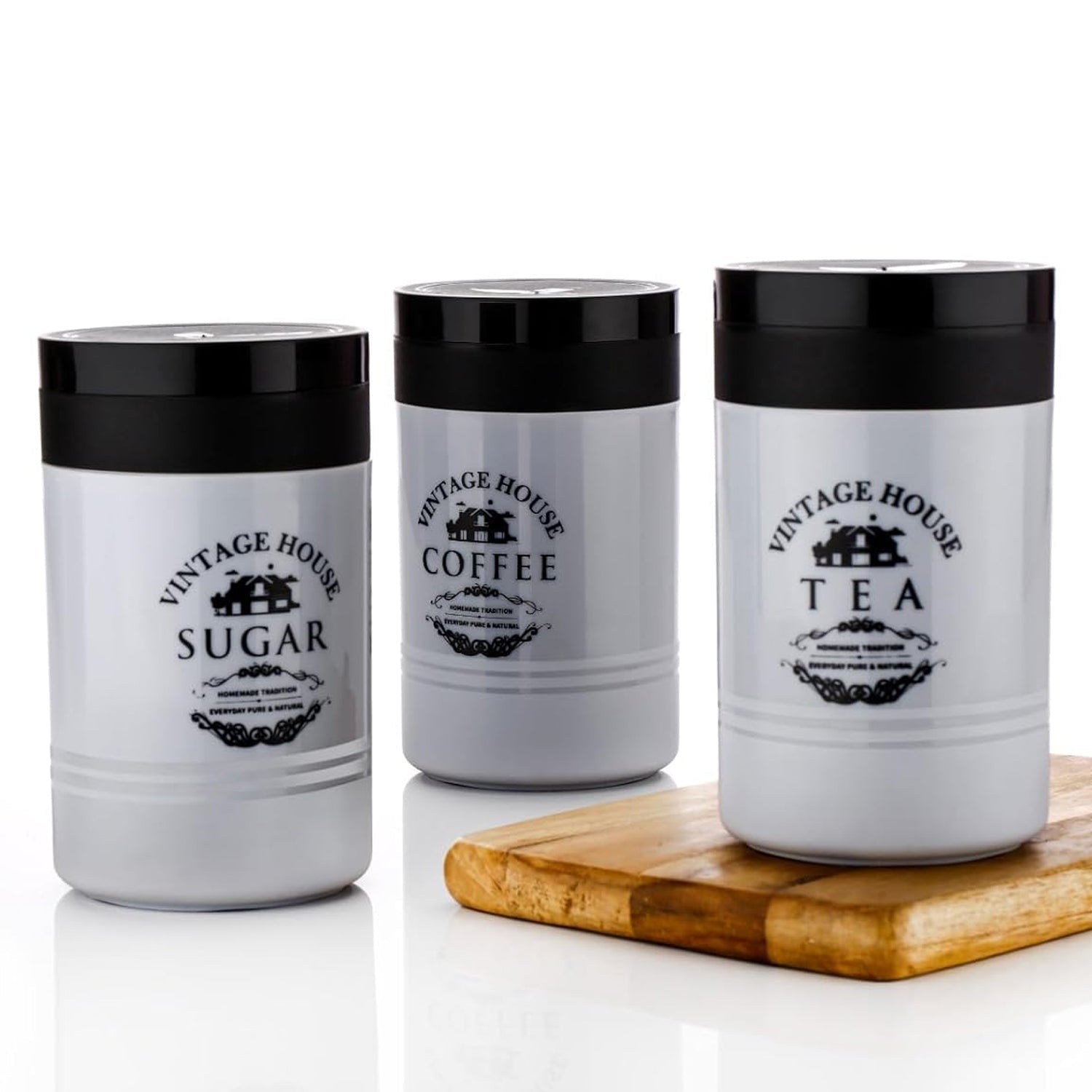 Accurate Seal Tea Sugar Coffee Container - 3 Pcs Plastic Damru Shaped Tea, Coffee, Sugar Canisters Jar, New Airtight Food Seal Containers for Salt, Dry Fruit, Grocery Multicolor (3 Pcs Set) - Bhavnagar Deodap