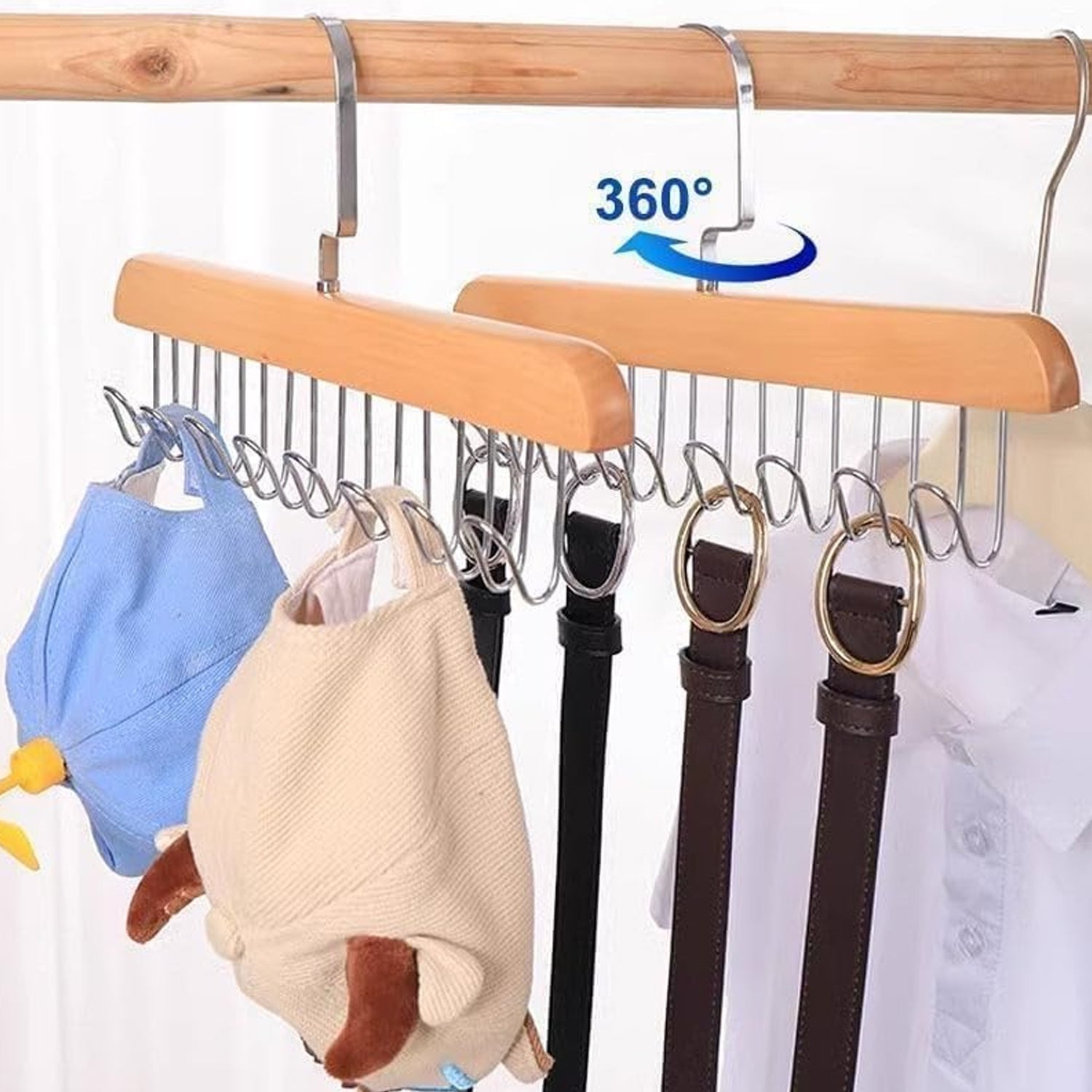 Space Saving 8 Hooks Wooden Hangers (1 Pc)