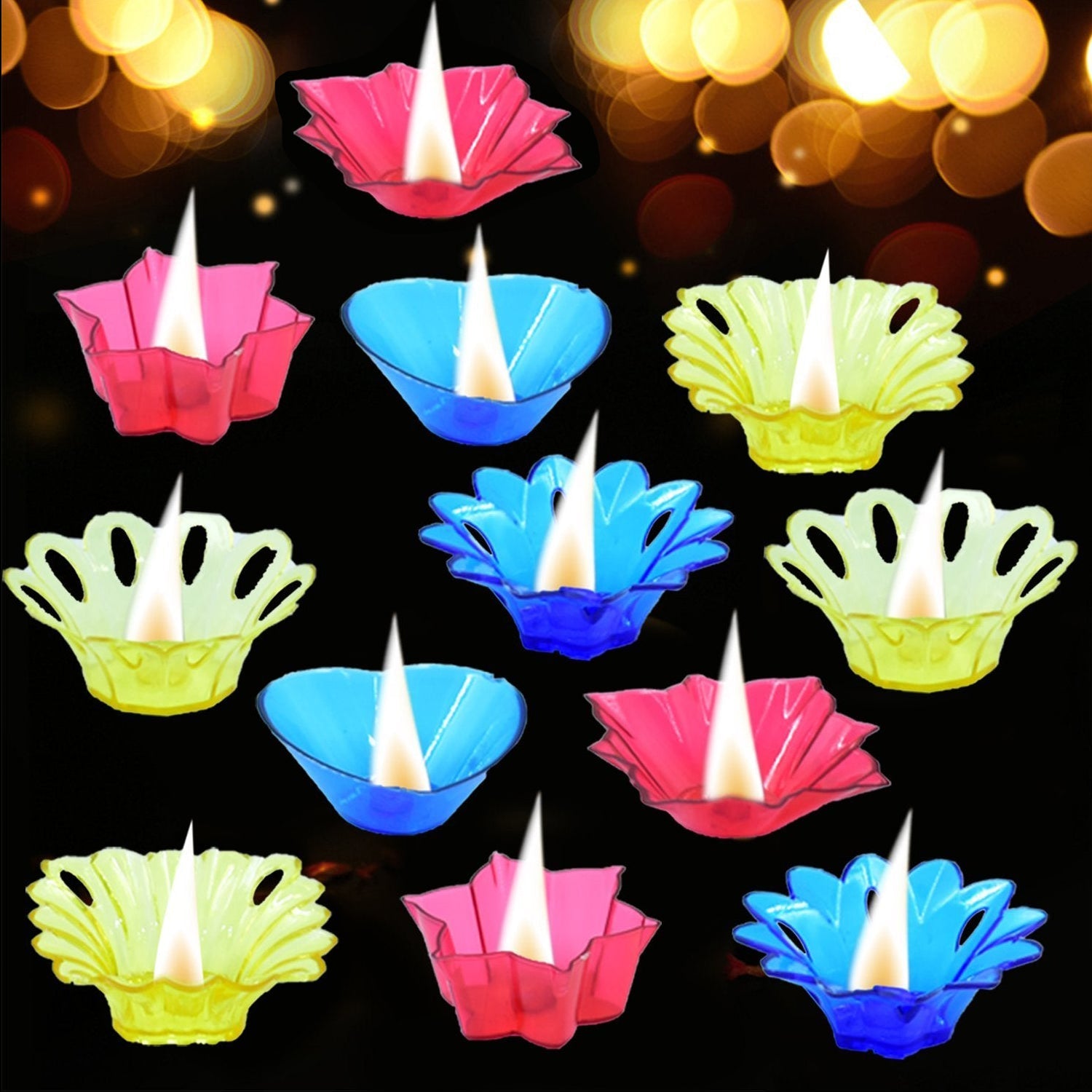 Candle Cup with Multi Shape  (Multicolor) (12 Pcs Set) - Bhavnagar Deodap