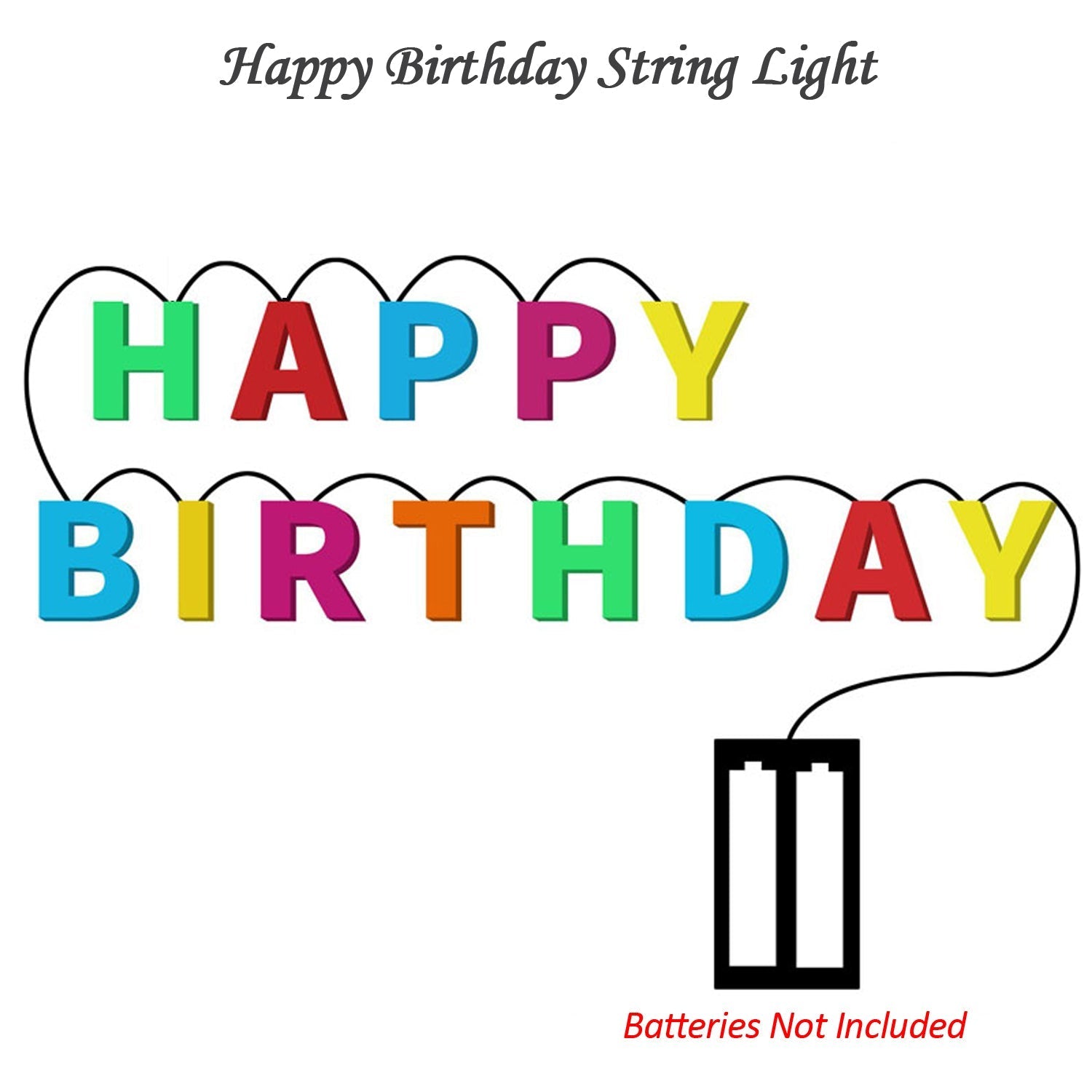 Decoratives Plastic Happy Birthday 13 LED Letter Battery Operated String Lights, Outdoor String Lights (Multicolour) - Bhavnagar Deodap