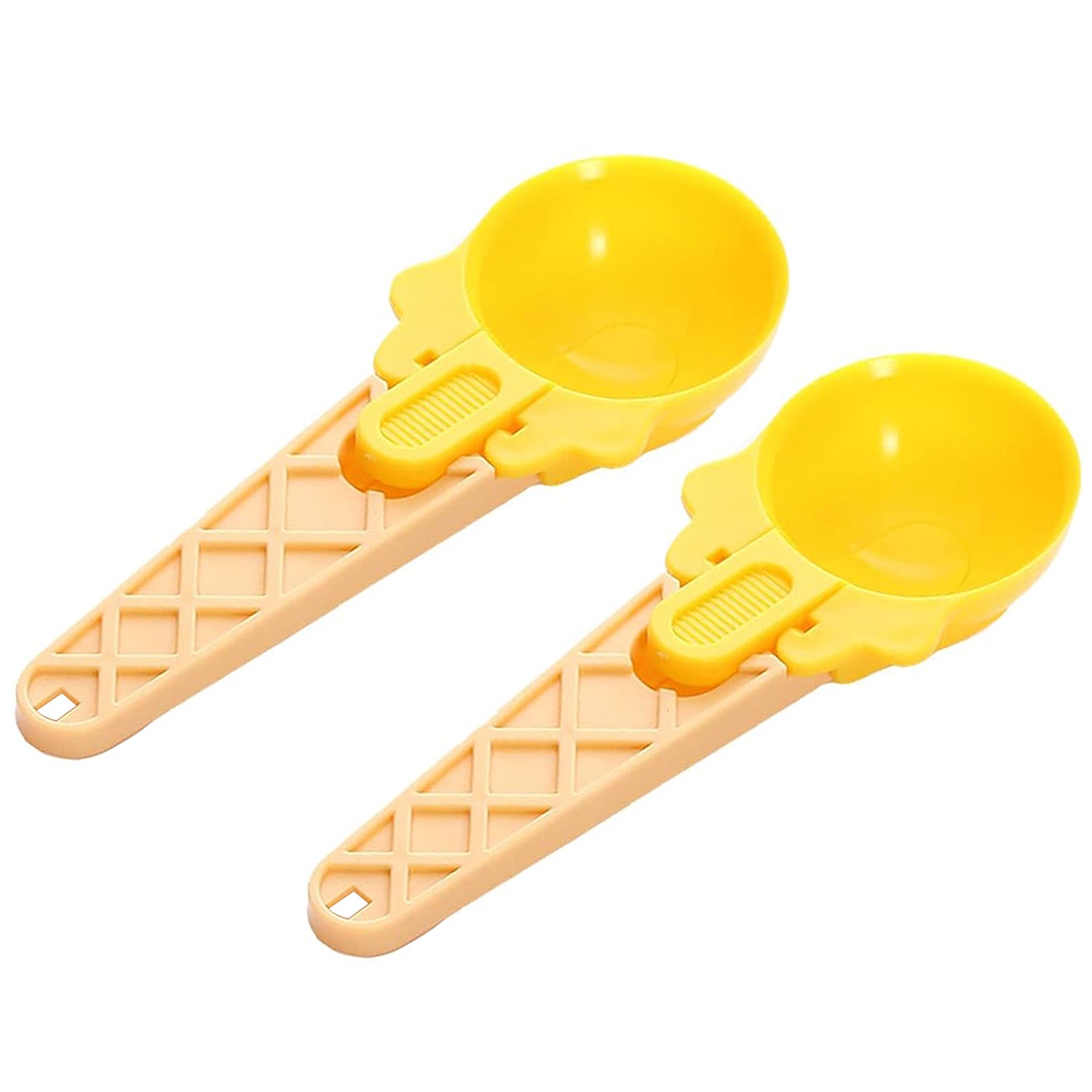 Ice Cream Spoons 2pcs Plastic Water Melon Scoopers with Trigger Dipper and Adults for Summer Party Ice Cream Scoop, Food Serving Spoon Kitchen Tools Ice Cream Digging Spoon Household Spoons Cupcake Spoons Aps Fruit Ball Player (2 Pc) - Bhavnagar Deodap