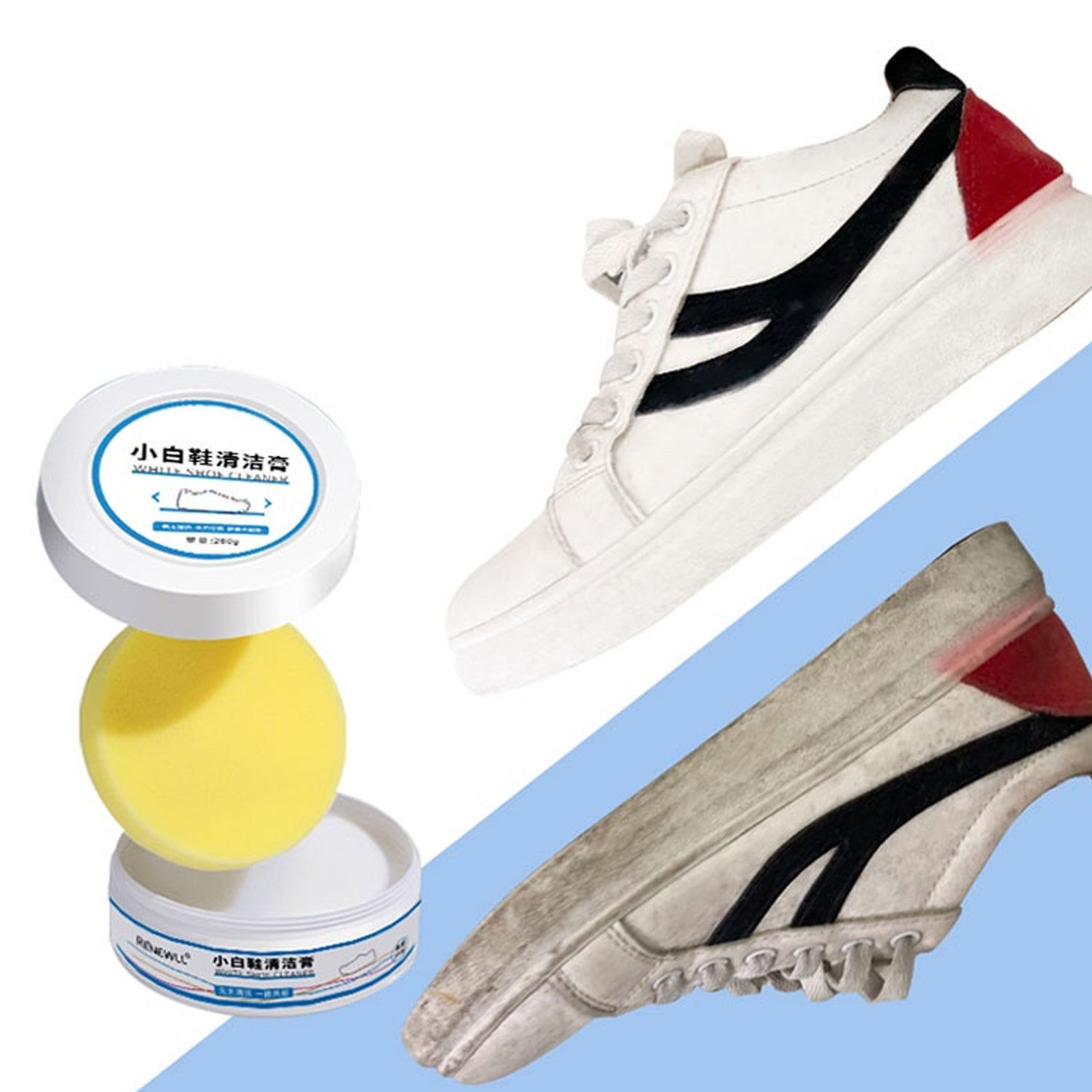 Stain Remover Cleansing Cream for Shoe Polish Sneaker Cleaning Kit Shoe Eraser Stain Remover White Rubber Sole Shoe Cleaner White Shoe Cleaning Cream Stain Remover (260 Gm) - Bhavnagar Deodap