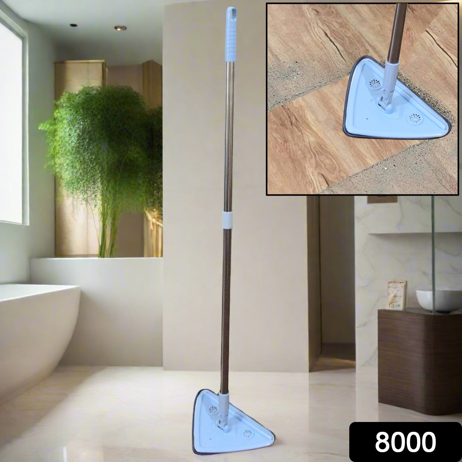 2 In 1 Extendable Triangle Mop Retractable Cleaning Mop Brush & Viper, 360 Degree Rotating Floors Wall Cleaning Mop Dust Mop with Telescopic Handle and Reusable Mop Heads (1 Pc) - Bhavnagar Deodap