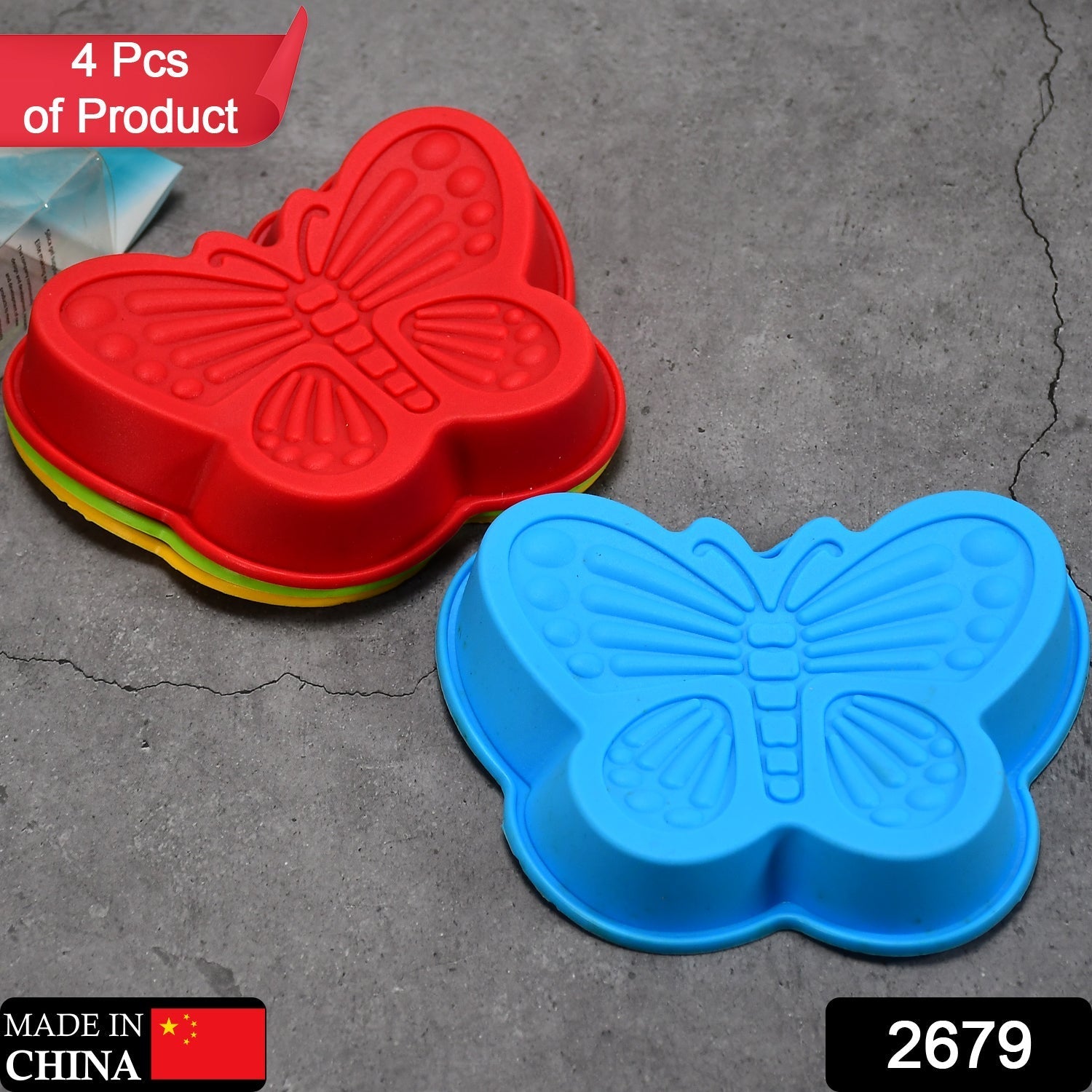 Butterfly Shape Cake Cup Liners I Silicone Baking Cups I Muffin Cupcake Cases I Microwave or Oven Tray Safe I Molds for Handmade Soap, Biscuit, Chocolate, Muffins, Jelly – Pack of 4 - Bhavnagar Deodap