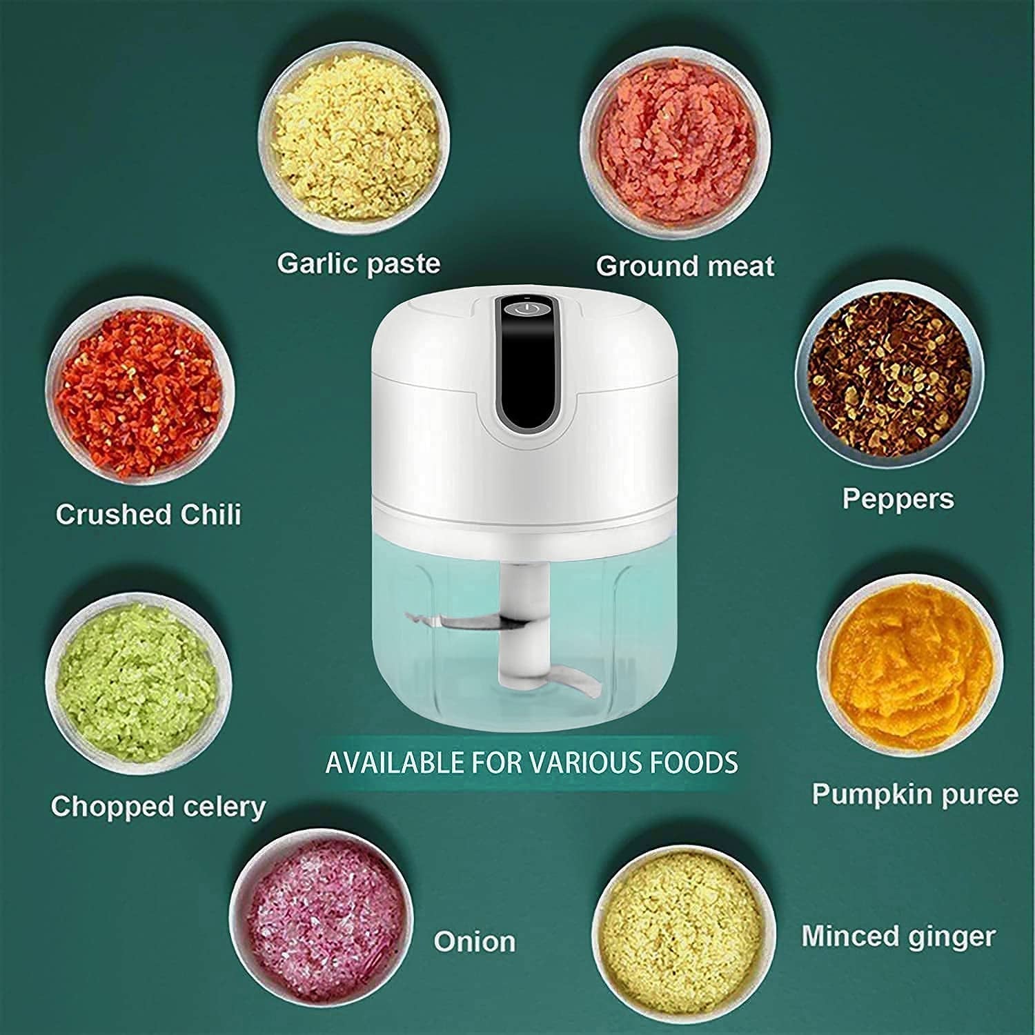Wireless USB Rechargeable Mini Electric Garlic Machine / Chopper 3 Blades (250Ml) - Bhavnagar Deodap