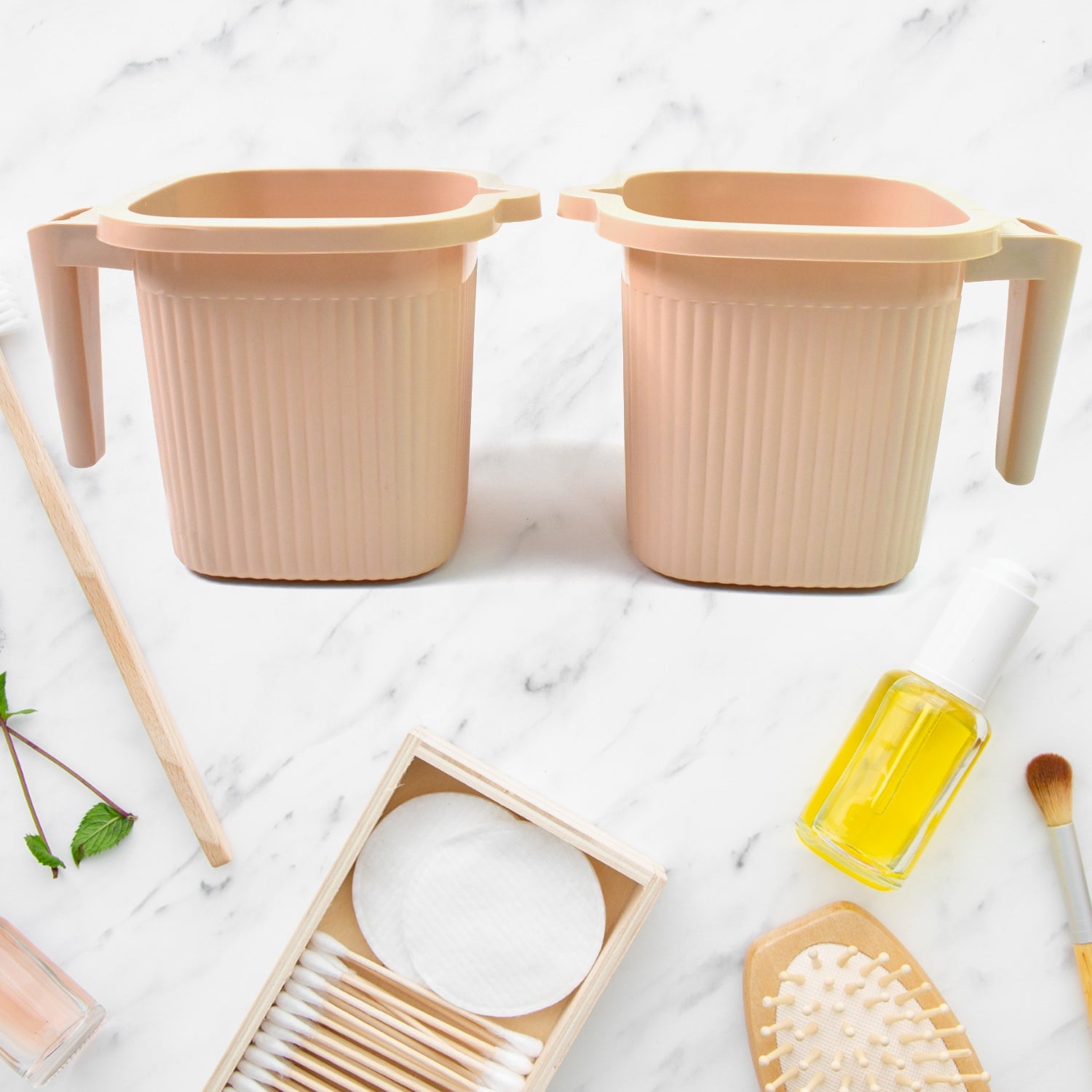 Plastic Square Bath Water Mug (4 Pc / 1000 ML / Mix Color) - Bhavnagar Deodap