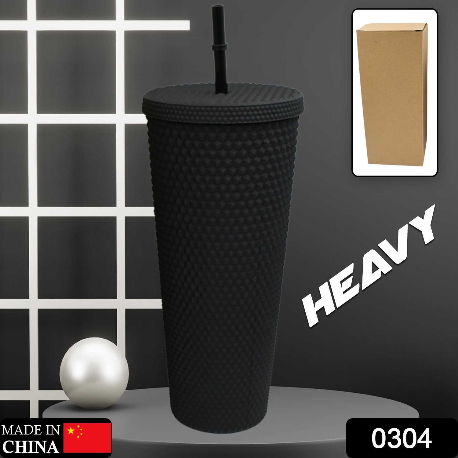 Reusable Studded Tumbler with Straw & Leak Proof Lid (1 Pc, Mix Colors) - Bhavnagar Deodap