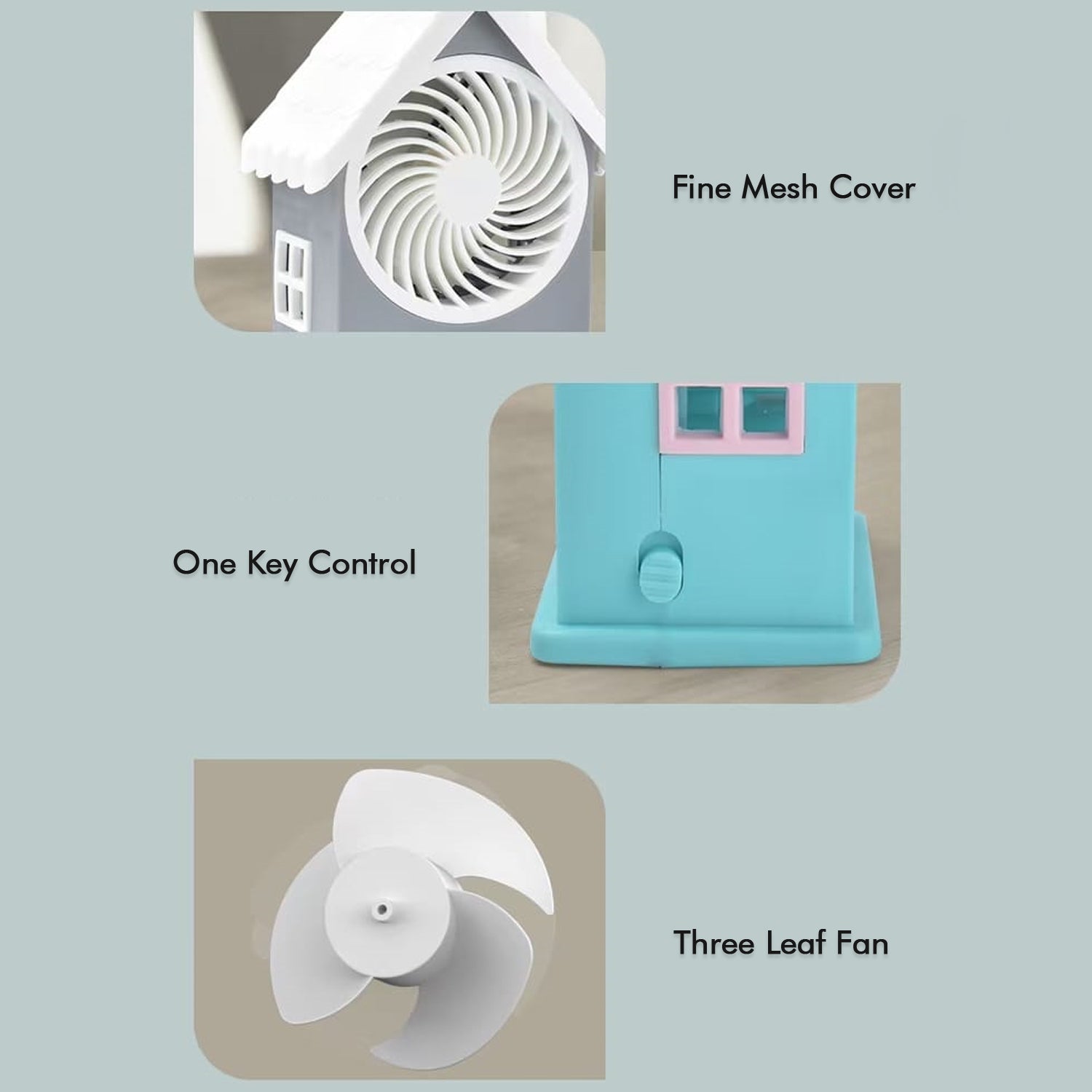 Mini House Fan House Design Rechargeable Portable Personal Desk Fan For Home , Office & Kids Use (Battery Not Include) - Bhavnagar Deodap