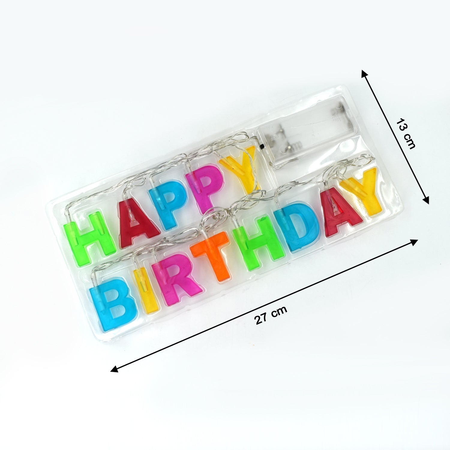 Decoratives Plastic Happy Birthday 13 LED Letter Battery Operated String Lights, Outdoor String Lights (Multicolour) - Bhavnagar Deodap