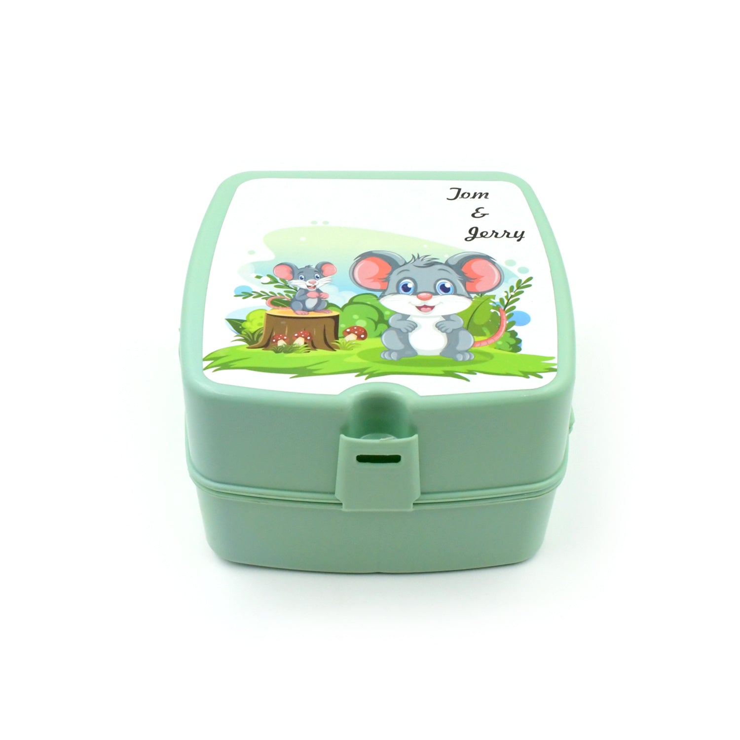 Double-Layer Square Lunch Box with  Spoon , 4 Compartment Tiffin & Push Lock , Plastic Tiffin Box for Travelling, School Kids & Office Exclusive, Home - Bhavnagar Deodap